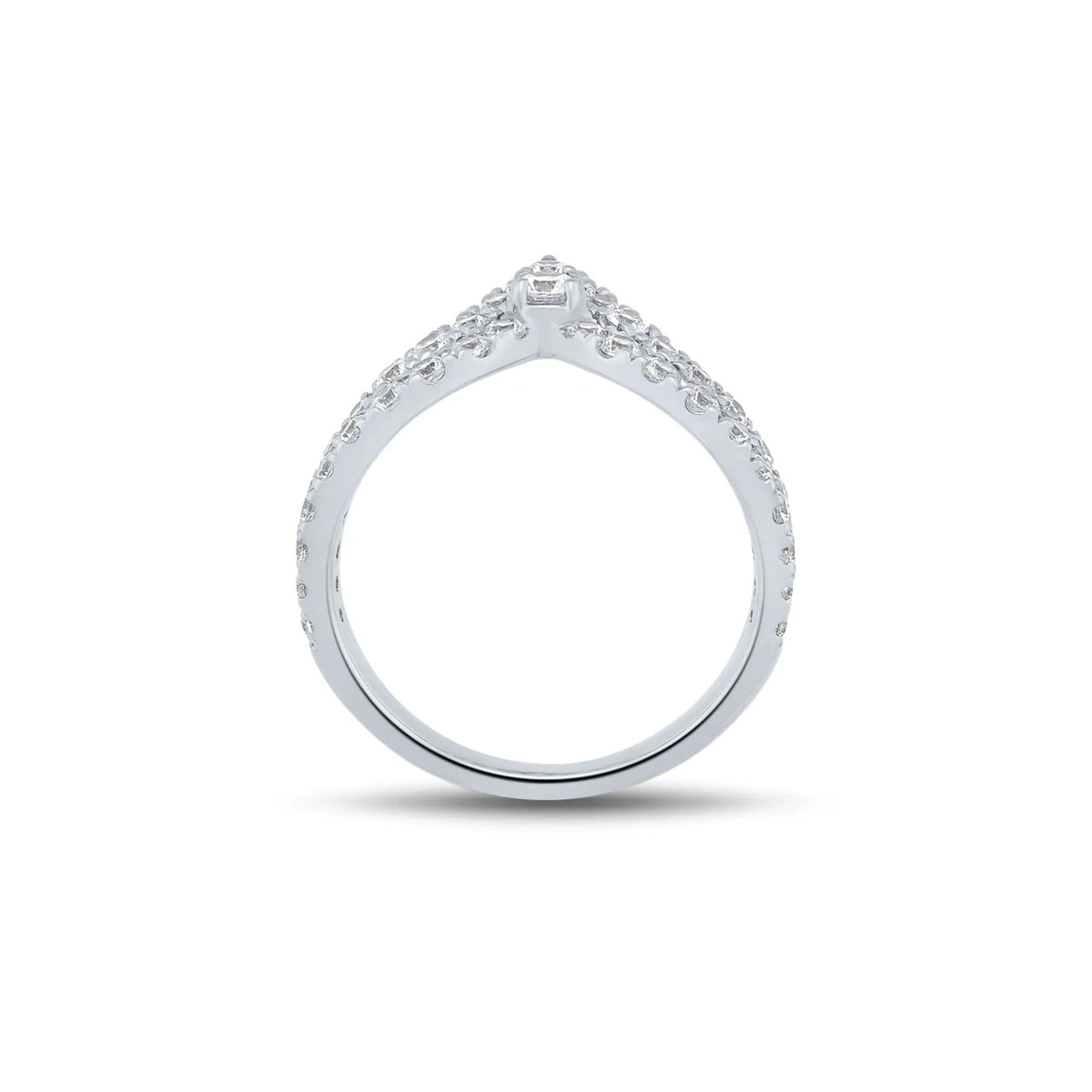 1 CT. Tw. Lab Grown Diamond Chevron Ring 14K White Gold Round Brilliant Cut Size 8.5