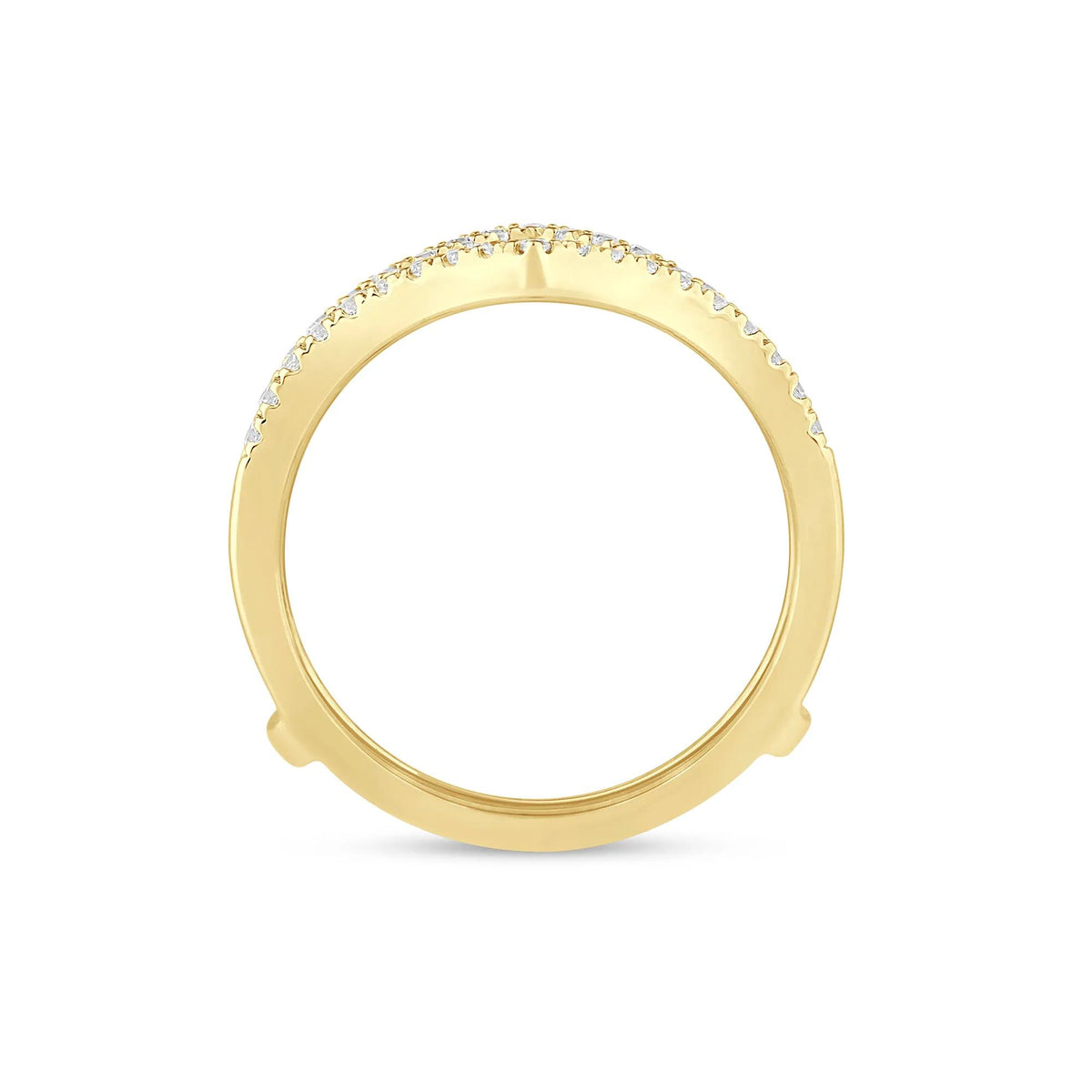 1/4 CT. Tw. Lab Grown Diamond Chevron Ring Insert 14K Yellow Gold Round Brilliant Cut Size 5 5mm