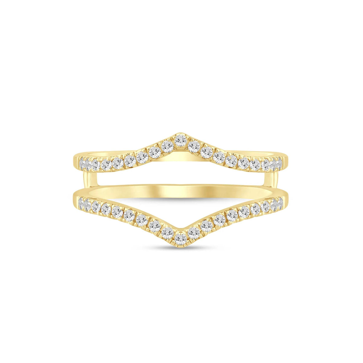 1/4 CT. Tw. Lab Grown Diamond Chevron Ring Insert 14K Yellow Gold Round Brilliant Cut Size 5 5mm