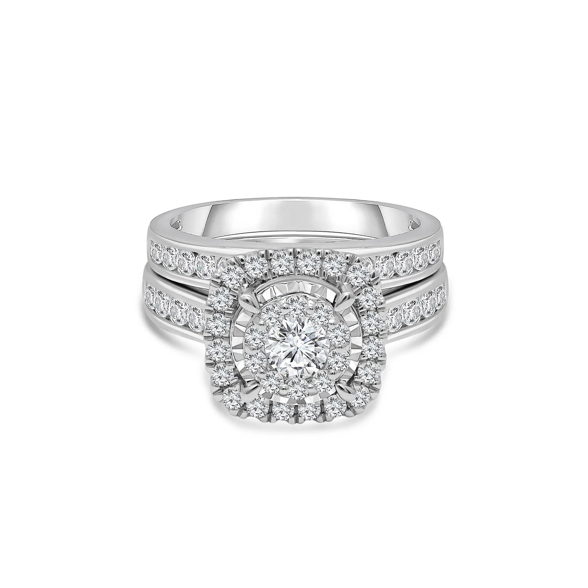 2 CT. Tw. Lab Grown Diamond Composite Center Engagement Set 10K White Gold Ring Size 6.5