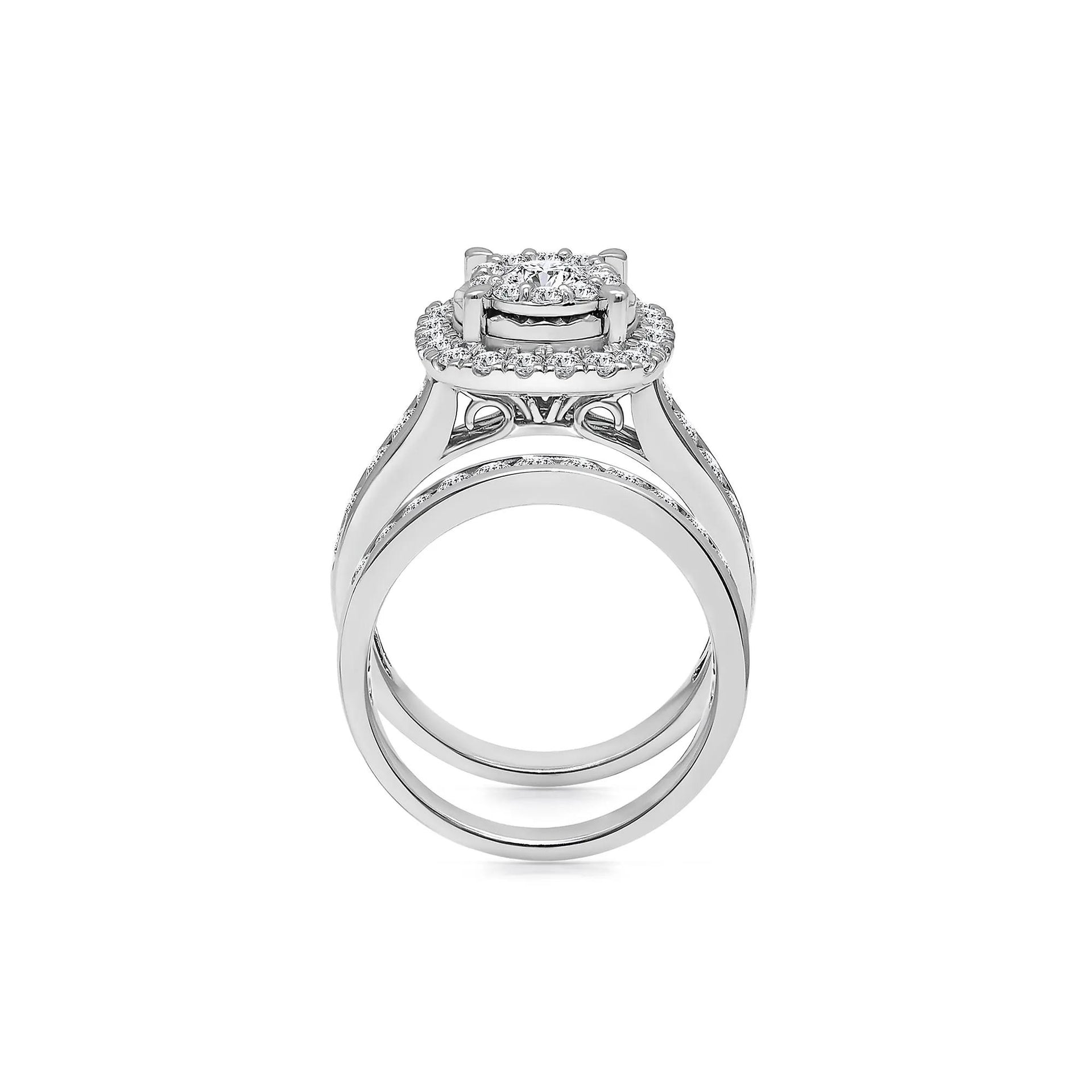 2 CT. Tw. Lab Grown Diamond Composite Center Engagement Set 10K White Gold Ring Size 6.5
