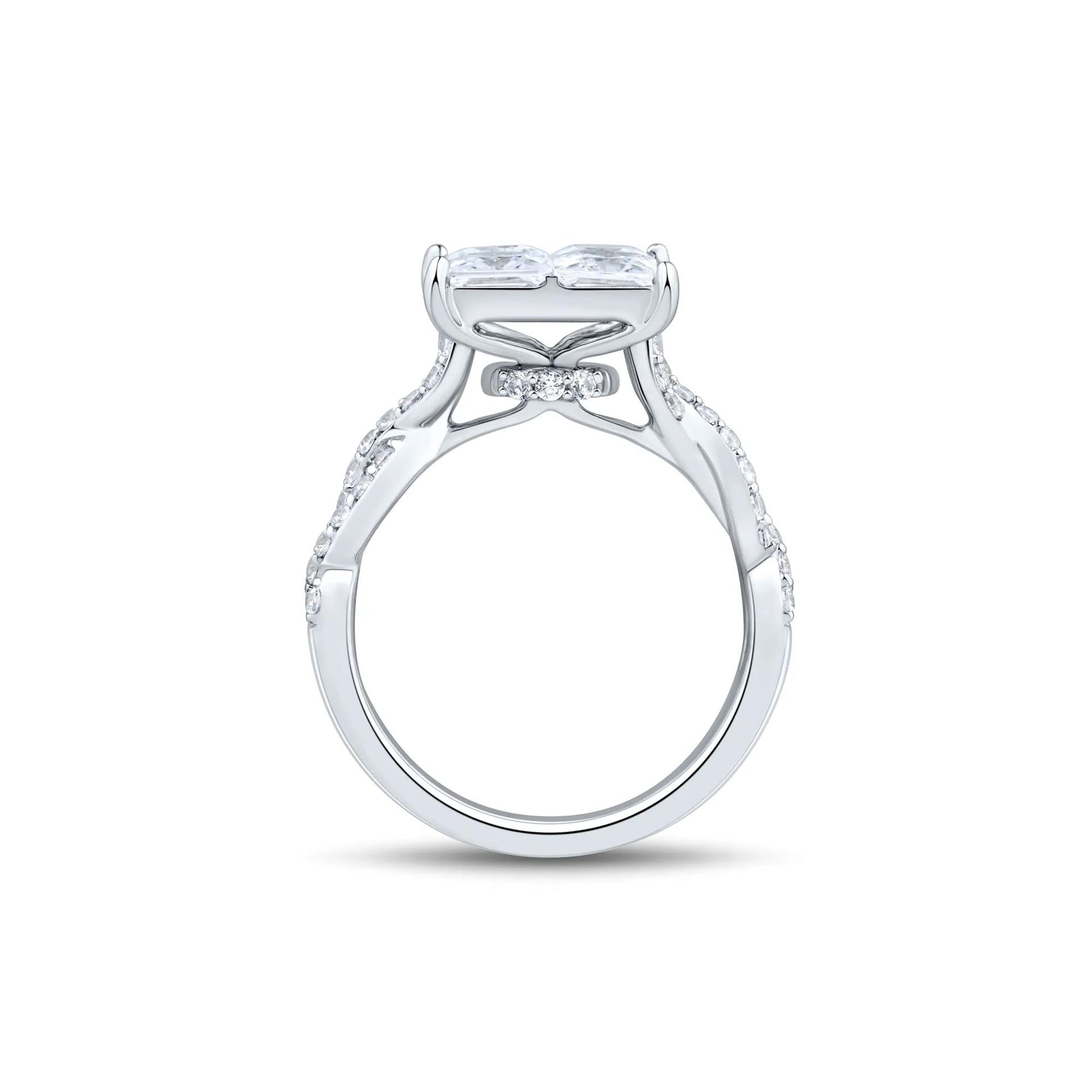 3 1/2 CT. Tw. Lab Grown Diamond Composite Engagement Ring 10K White Gold Round Brilliant Cut Size 7.5 2mm