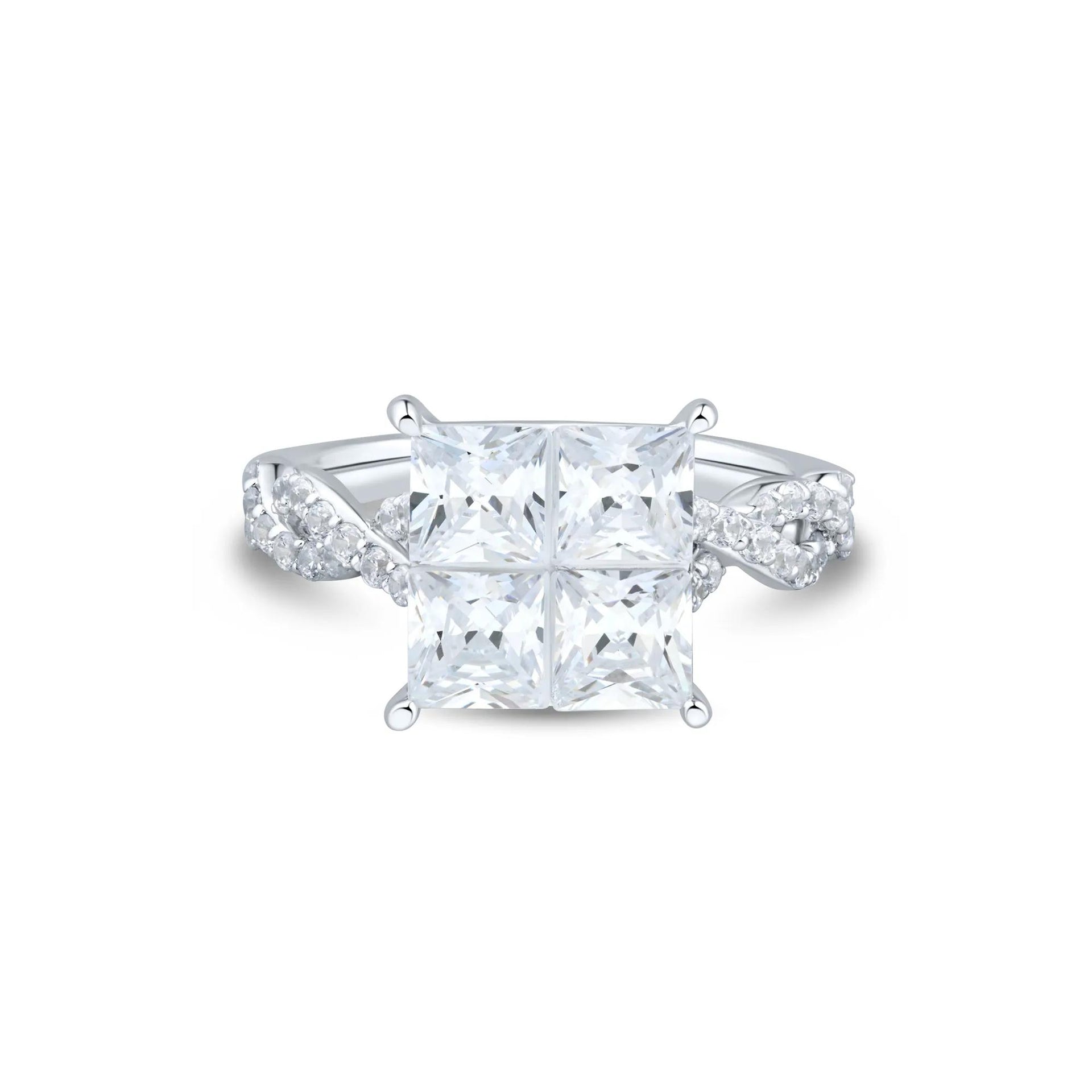 3 1/2 CT. Tw. Lab Grown Diamond Composite Engagement Ring 10K White Gold Round Brilliant Cut Size 7.5 2mm