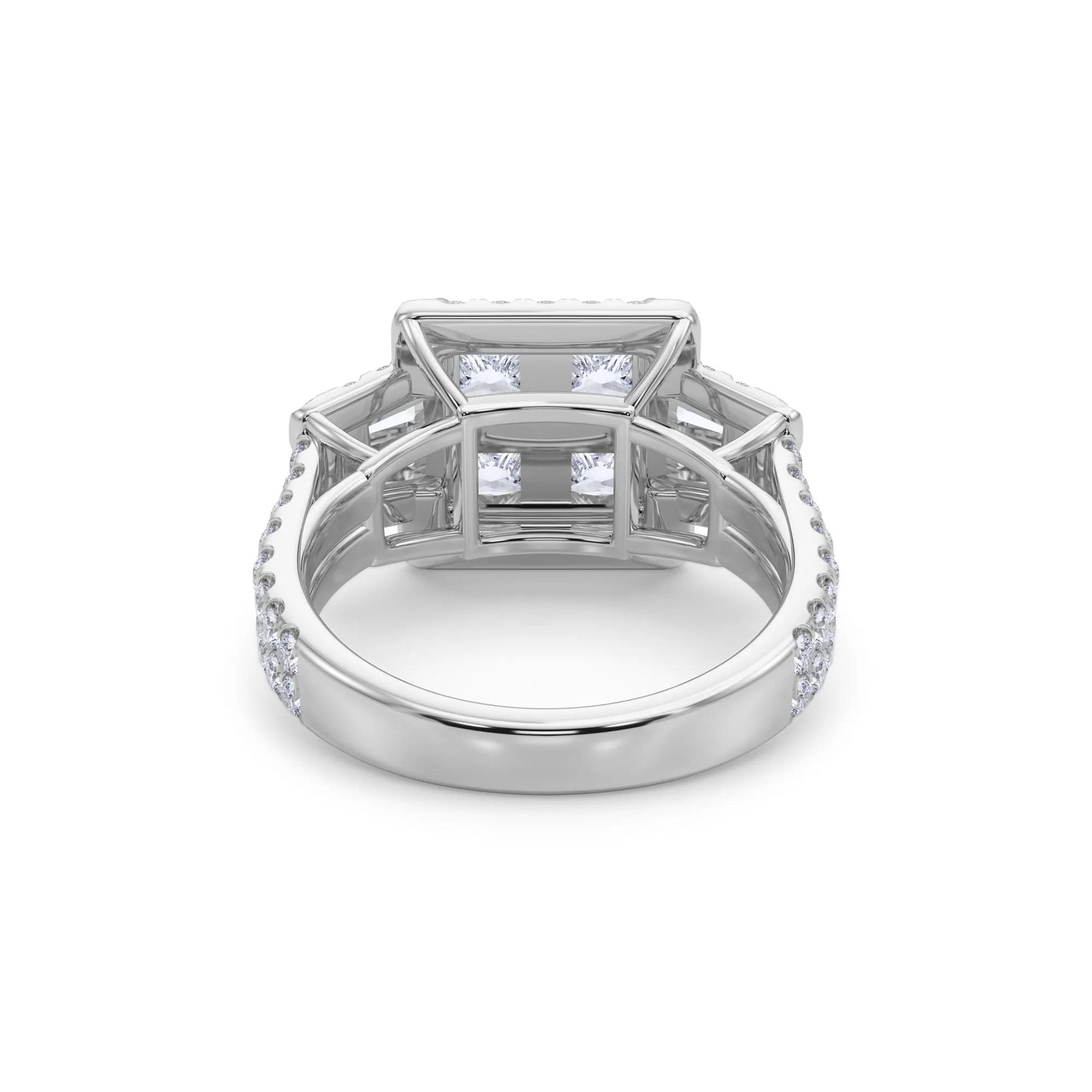 4 CT. Tw. Lab Grown Diamond Composite Engagement Ring 10K White Gold Round Brilliant Cut Size 7.5