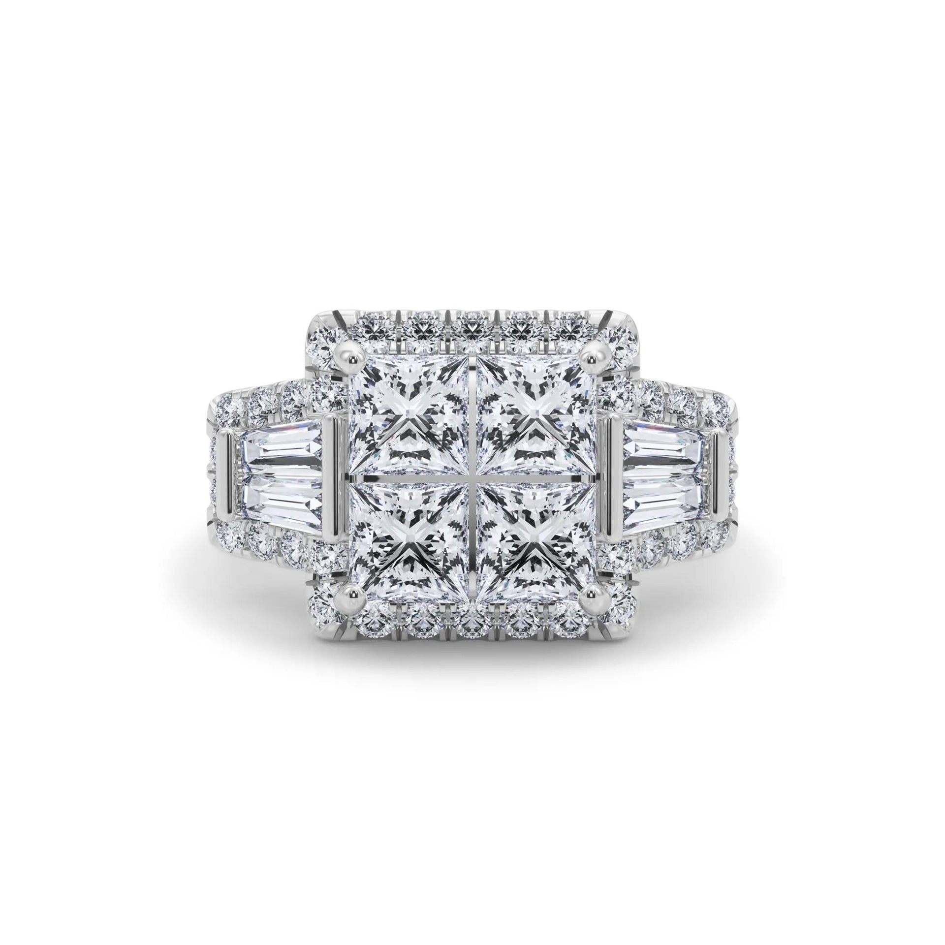 4 CT. Tw. Lab Grown Diamond Composite Engagement Ring 10K White Gold Round Brilliant Cut Size 7.5