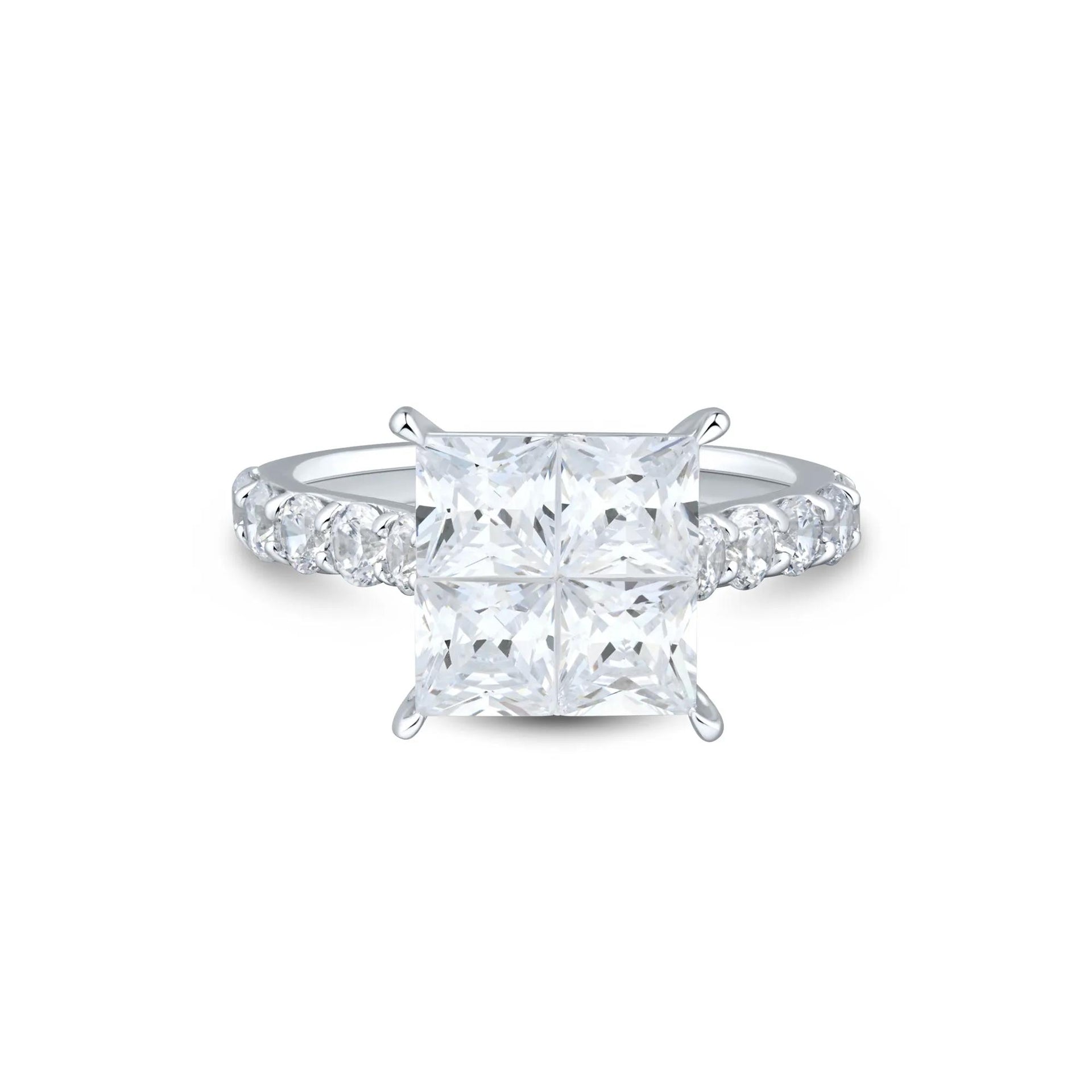 4 CT. Tw. Lab Grown Diamond Composite Engagement Ring 10K White Gold Size 9 1.5mm