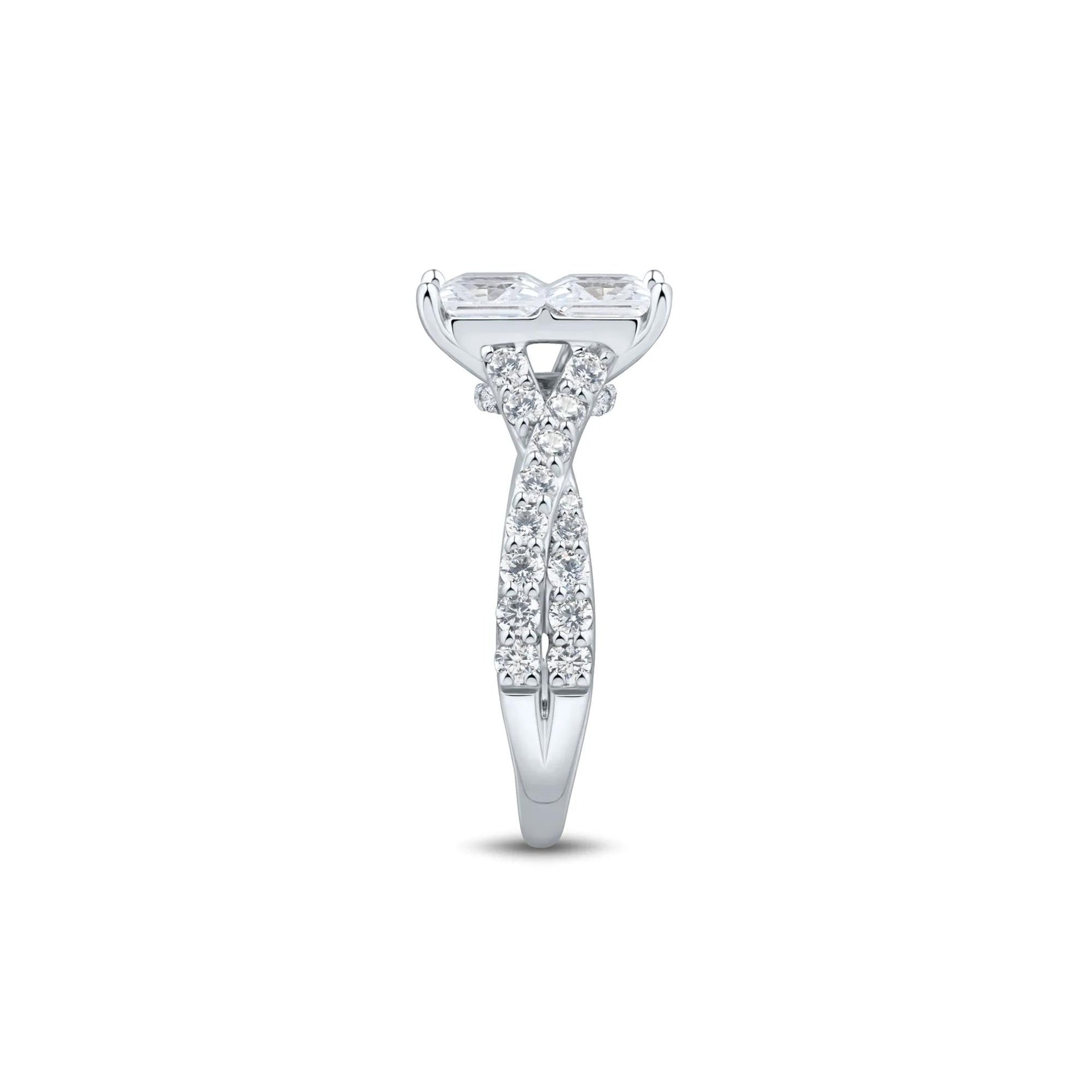 4 CT. Tw. Lab Grown Diamond Composite Engagement Ring 10K White Gold Round Brilliant Cut Size 7.5 1.5mm