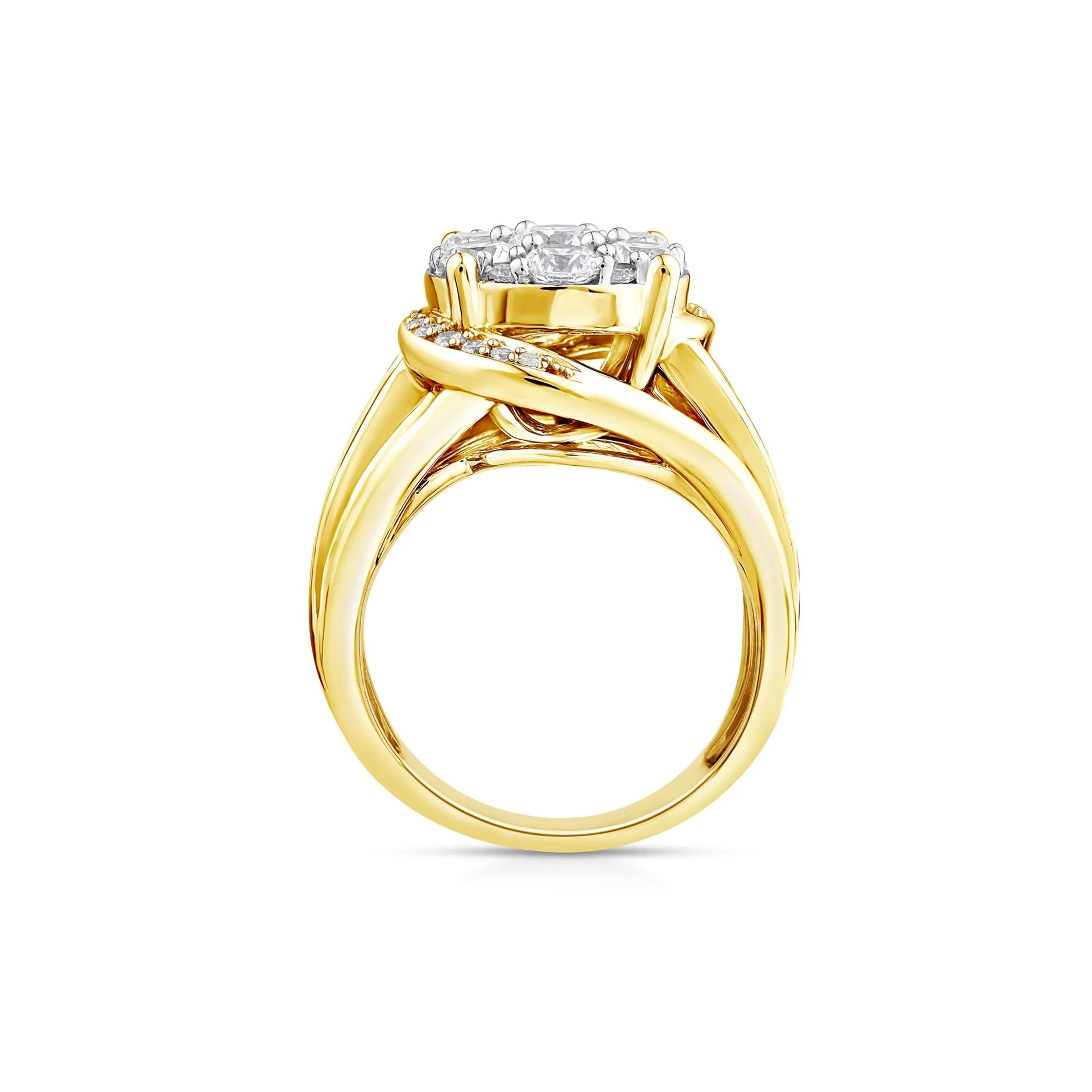 3 CT. Tw. Lab Grown Diamond Composite Engagement Ring 10K Yellow Gold Round Brilliant Cut Size 9