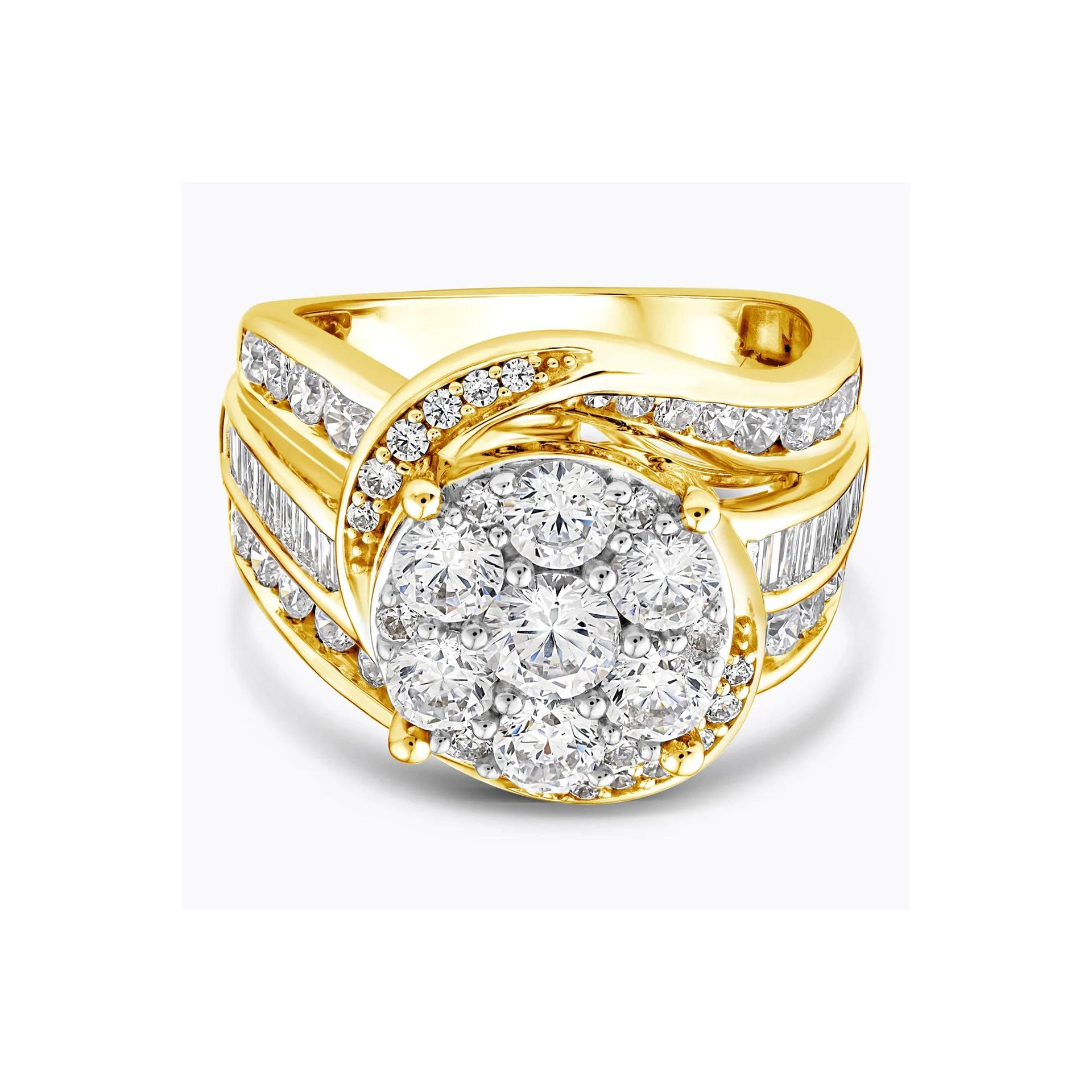 3 CT. Tw. Lab Grown Diamond Composite Engagement Ring 10K Yellow Gold Round Brilliant Cut Size 9