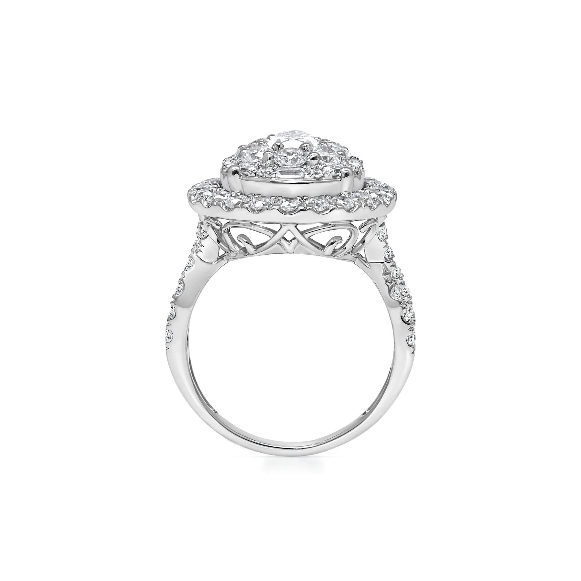 3 CT. Tw. Lab Grown Diamond Composite Ring 10K White Gold Round Brilliant Cut Size 7.5