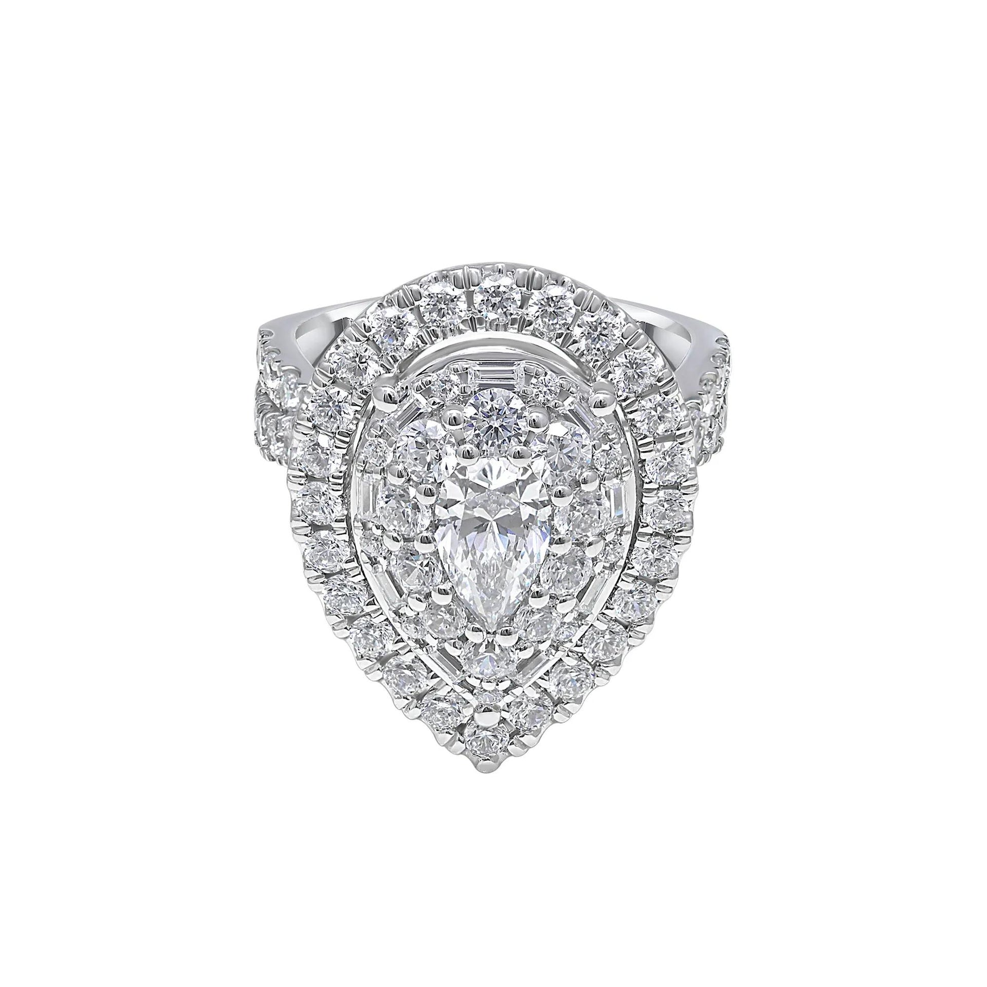 3 CT. Tw. Lab Grown Diamond Composite Ring 10K White Gold Round Brilliant Cut Size 7.5