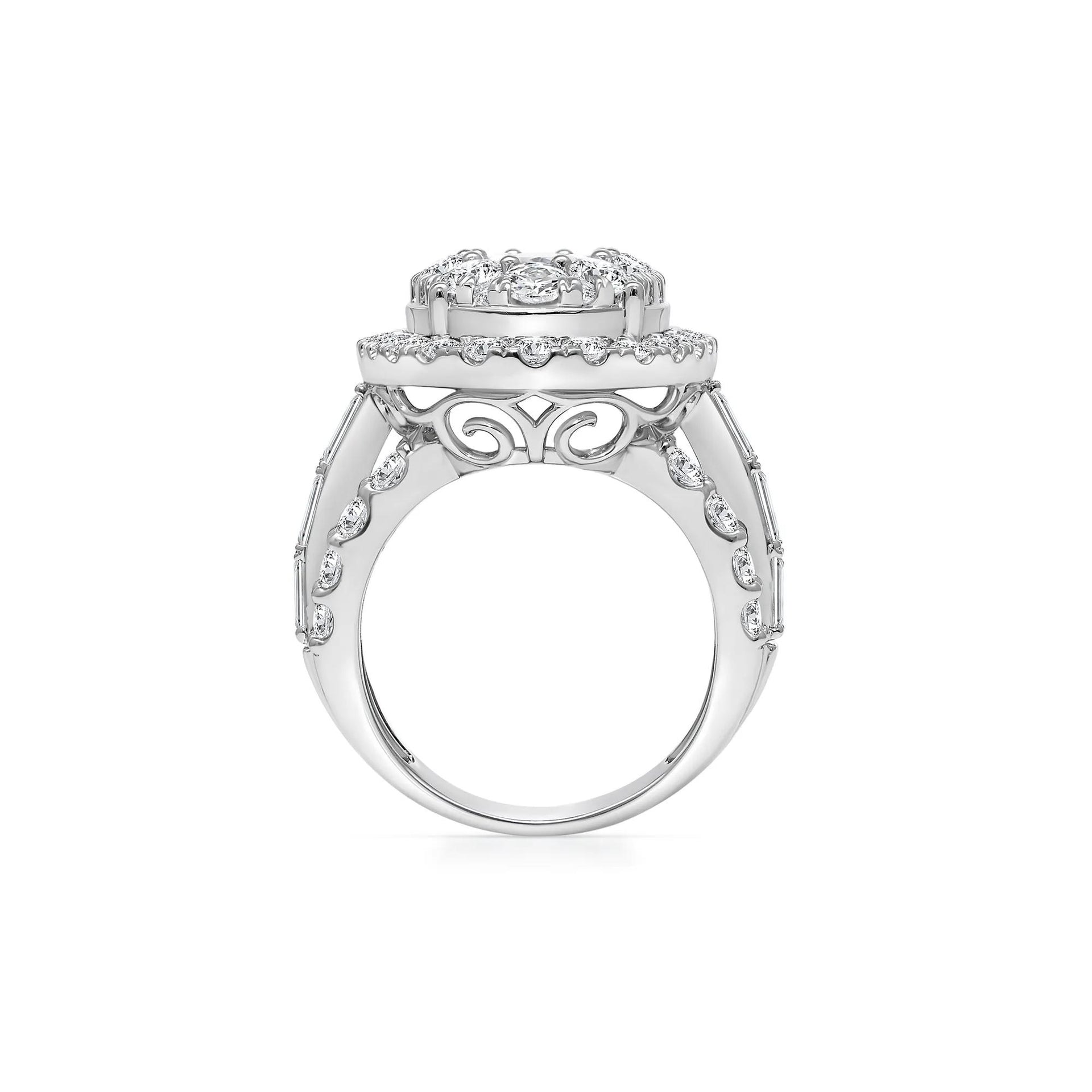 5 CT. Tw. Lab Grown Diamond Composite Ring 10K White Gold Round Brilliant Cut Size 7