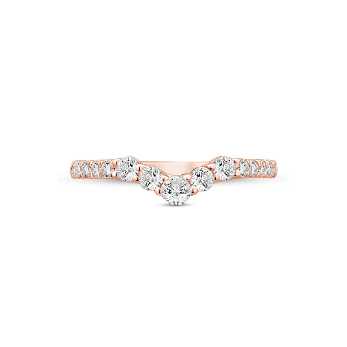 1/2 CT. Tw. Lab Grown Diamond Contour Band Ring 14K Rose Gold Size 6.5 2mm