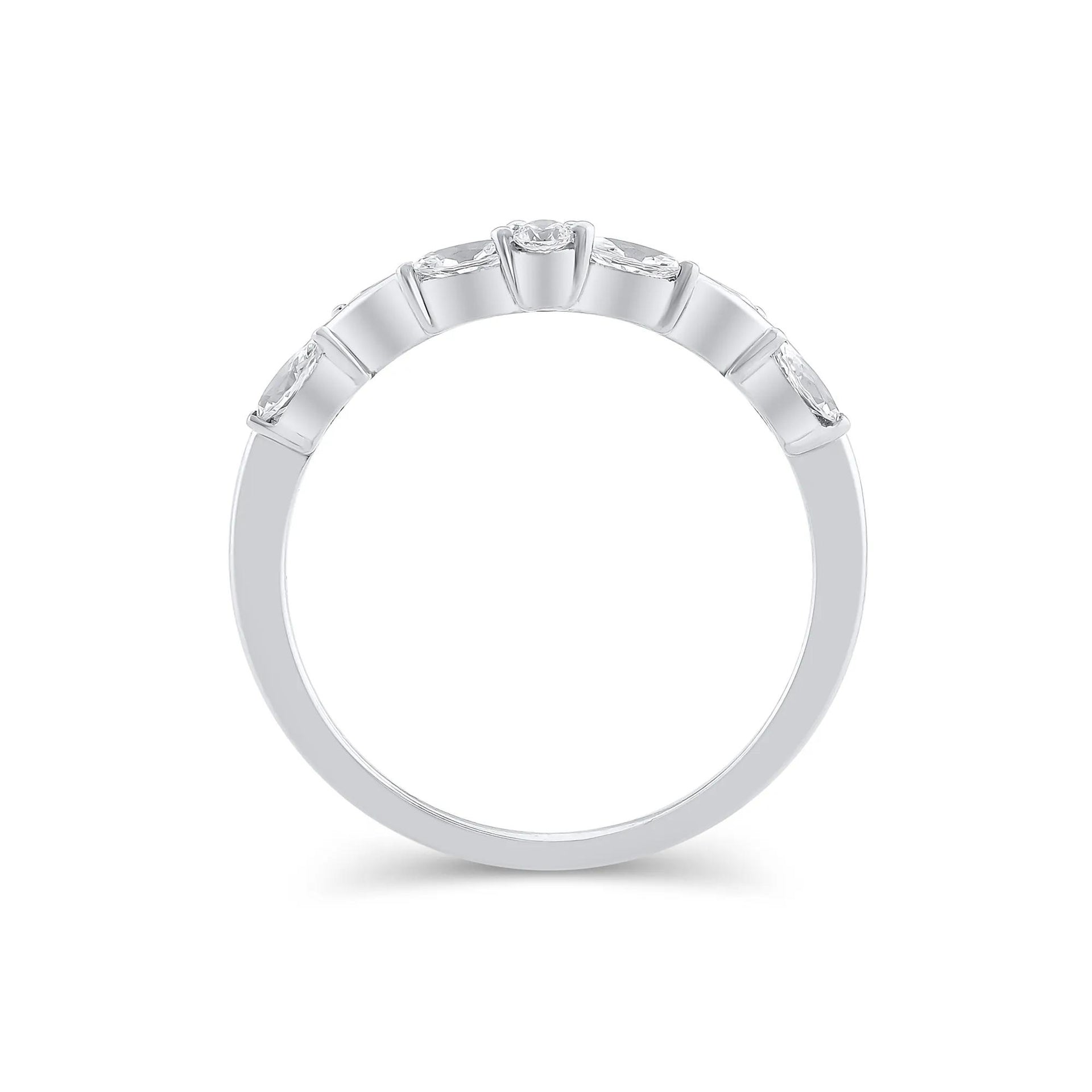 1/3 CT. Tw. Lab Grown Diamond Contour Band Ring 14K White Gold Round Brilliant Cut Size 6.5