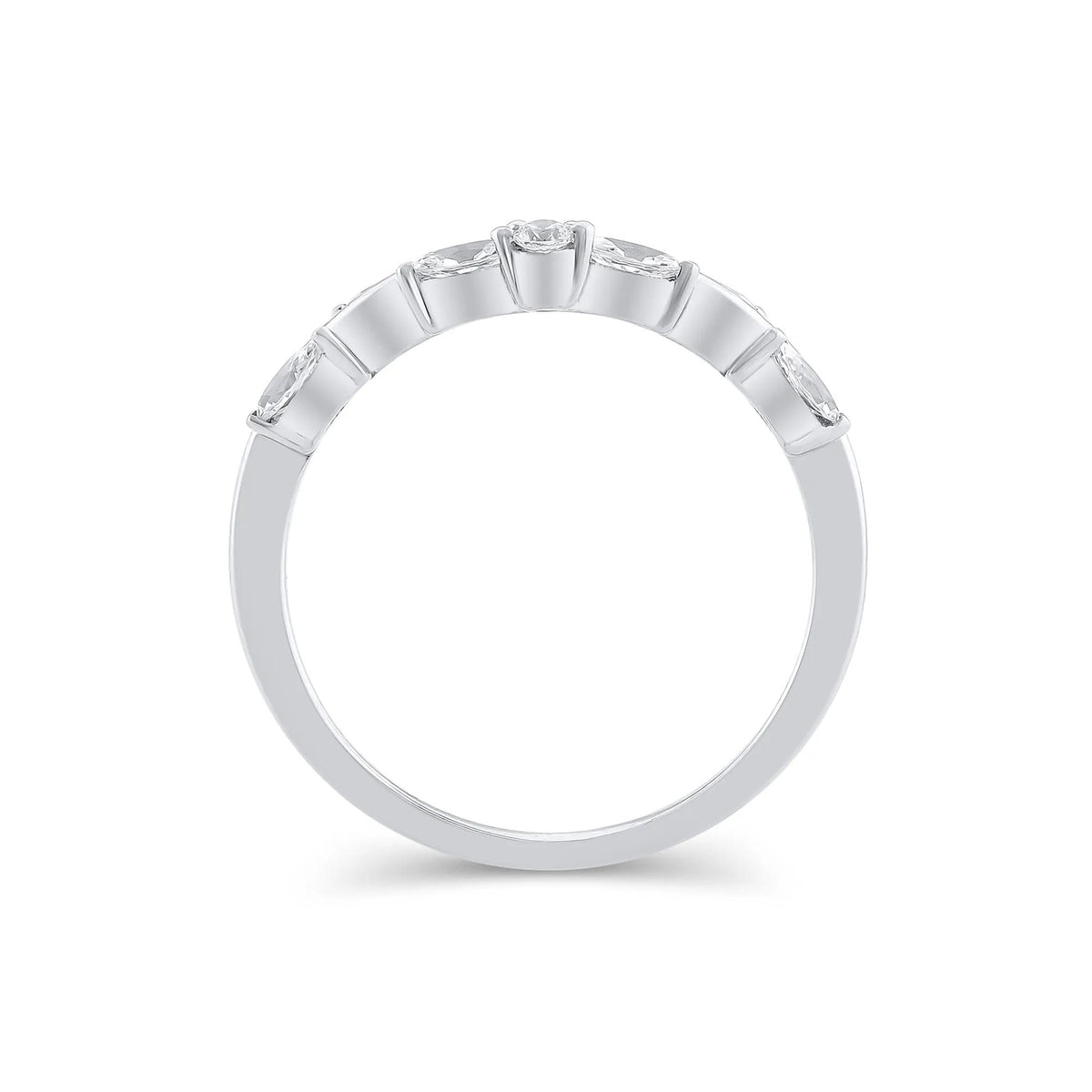 1/3 CT. Tw. Lab Grown Diamond Contour Band Ring 14K White Gold Round Brilliant Cut Size 7