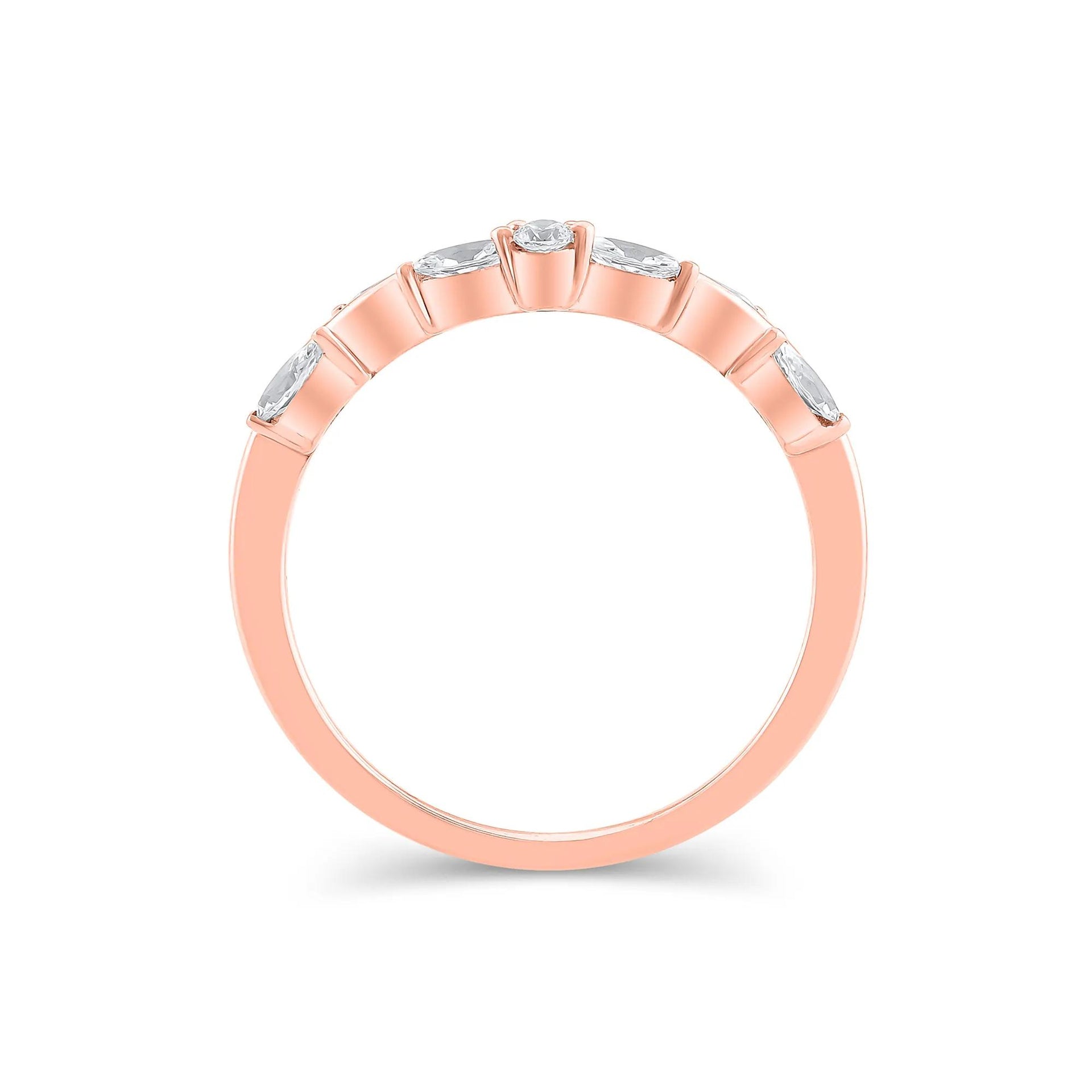 1/3 CT. Tw. Lab Grown Diamond Contour Band Ring 14K Rose Gold Round Brilliant Cut Size 5.5