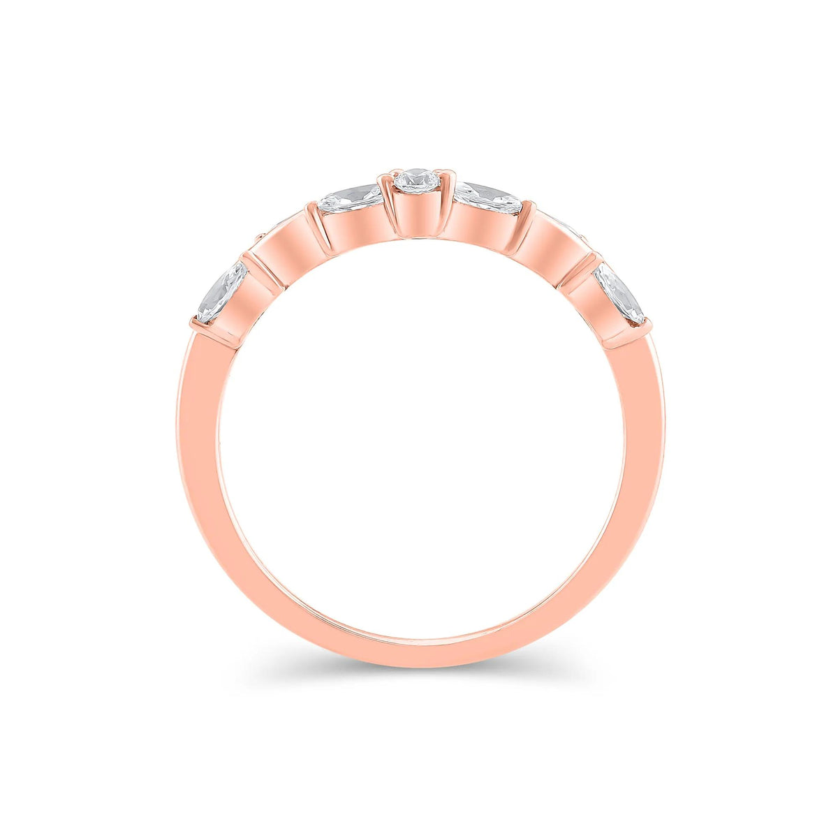 1/3 CT. Tw. Lab Grown Diamond Contour Band Ring 14K Rose Gold Round Brilliant Cut Size 6