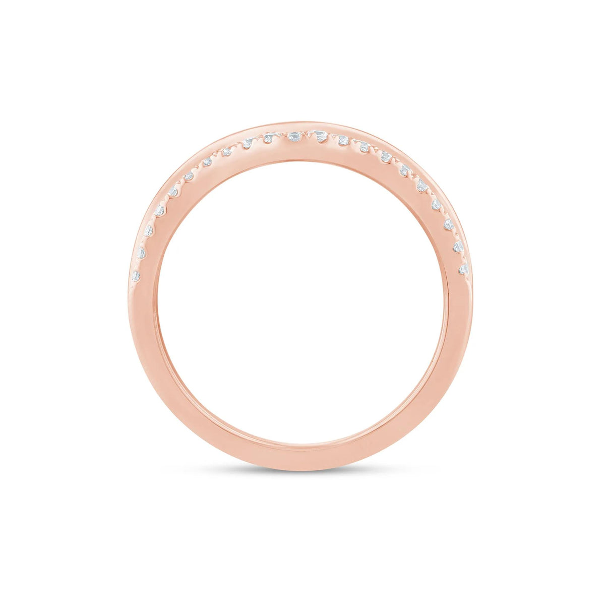 1/7 CT. Tw. Lab Grown Diamond Contour Band Ring 14K Rose Gold Size 8 1.5mm