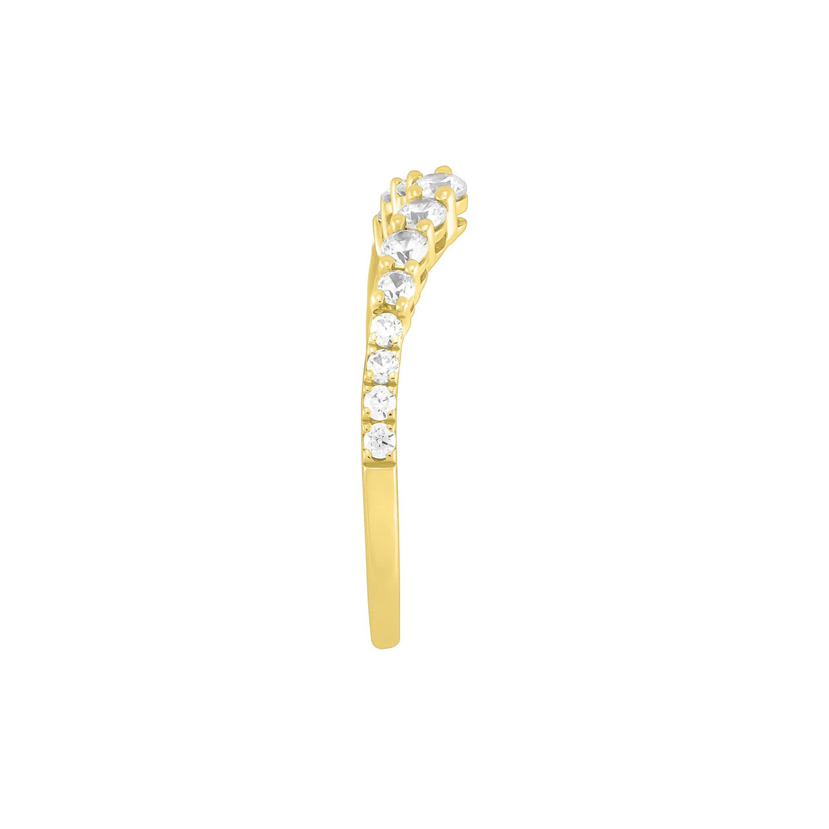 1/2 CT. Tw. Lab Grown Diamond Contour Band Ring 14K Yellow Gold Round Brilliant Cut Size 7 1mm