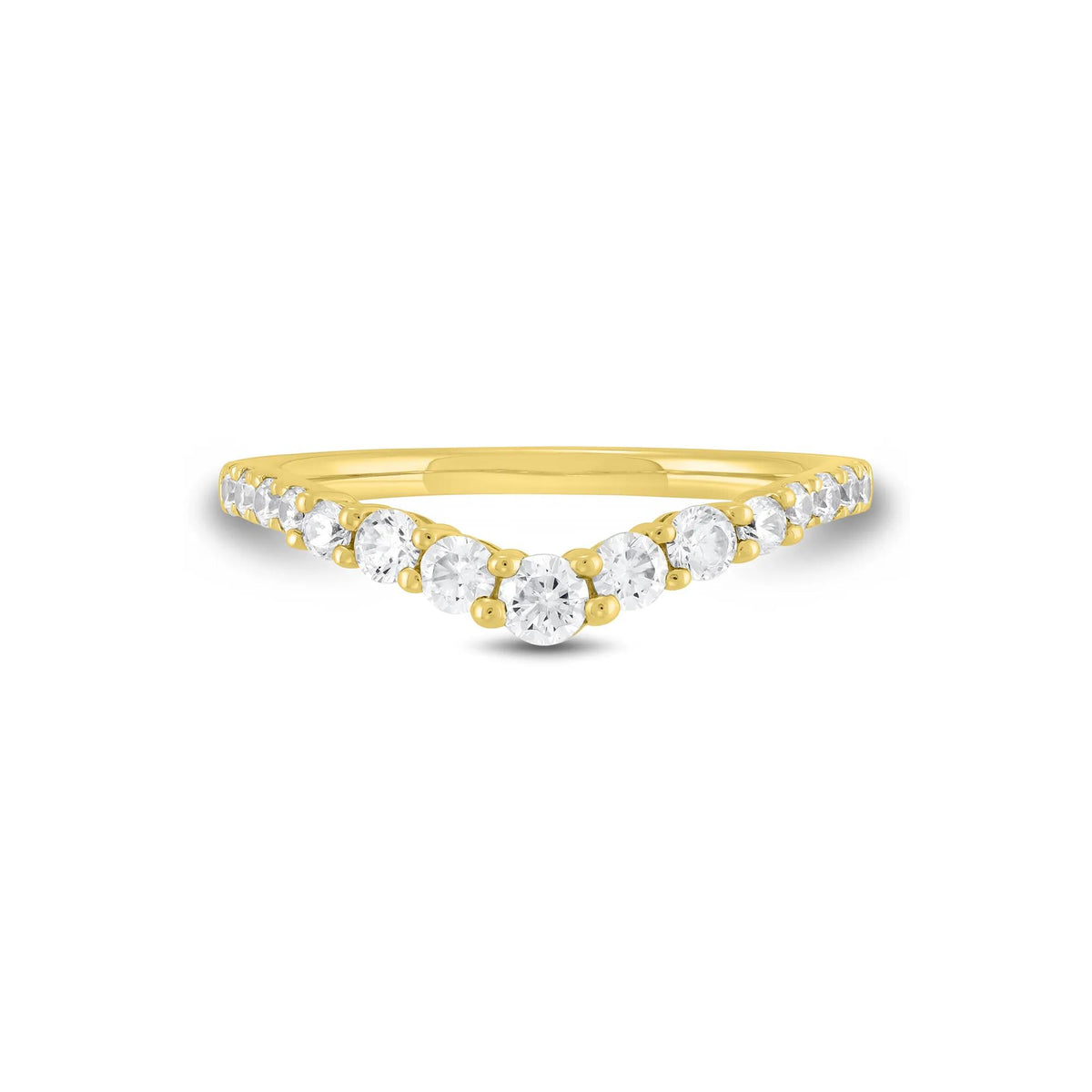 1/2 CT. Tw. Lab Grown Diamond Contour Band Ring 14K Yellow Gold Round Brilliant Cut Size 7 1mm