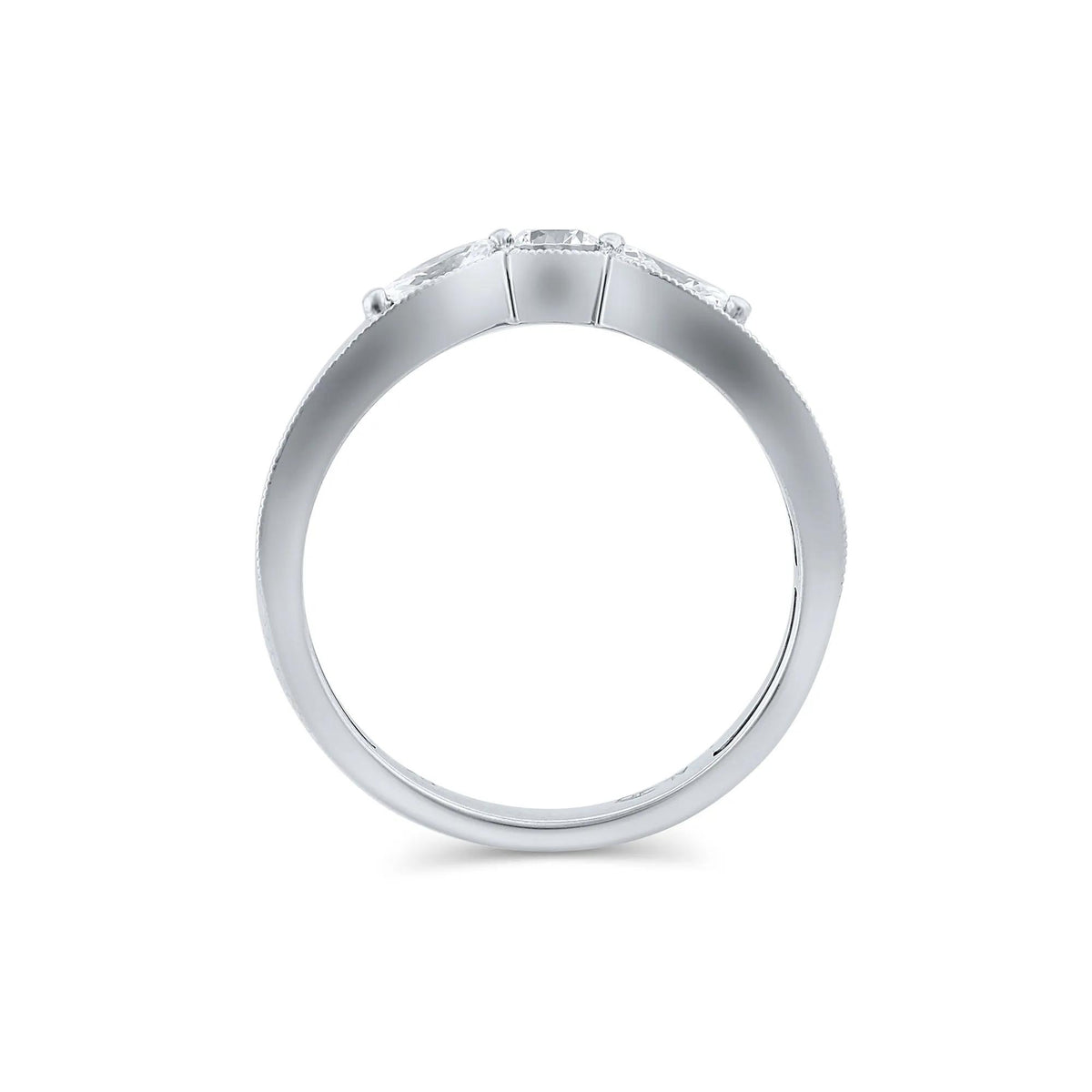 1/2 CT. Tw. Lab Grown Diamond Contour Band Ring 14K White Gold Round Brilliant Cut Size 7