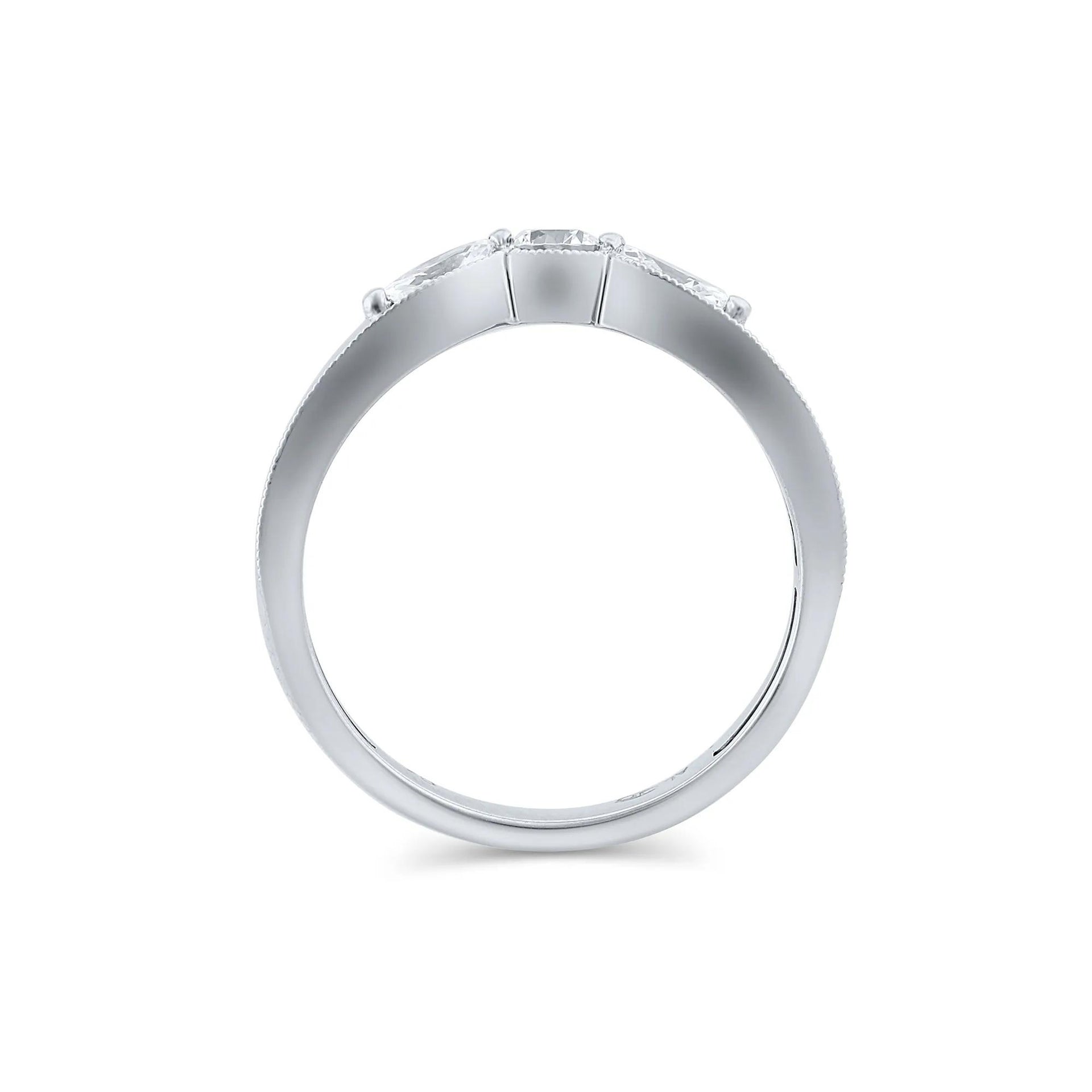 1/2 CT. Tw. Lab Grown Diamond Contour Band Ring 14K White Gold Round Brilliant Cut Size 9