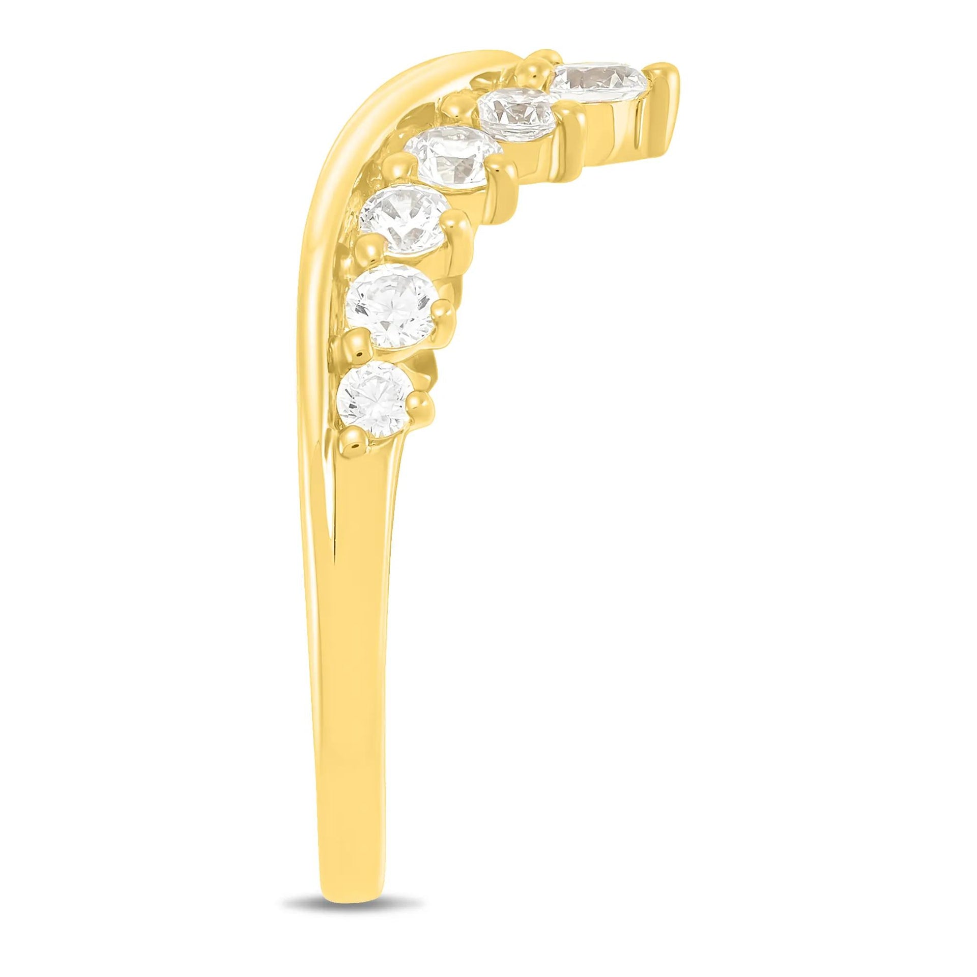 5/8 CT. Tw. Lab Grown Diamond Contour Band Ring 14K Yellow Gold Size 7.5 1mm