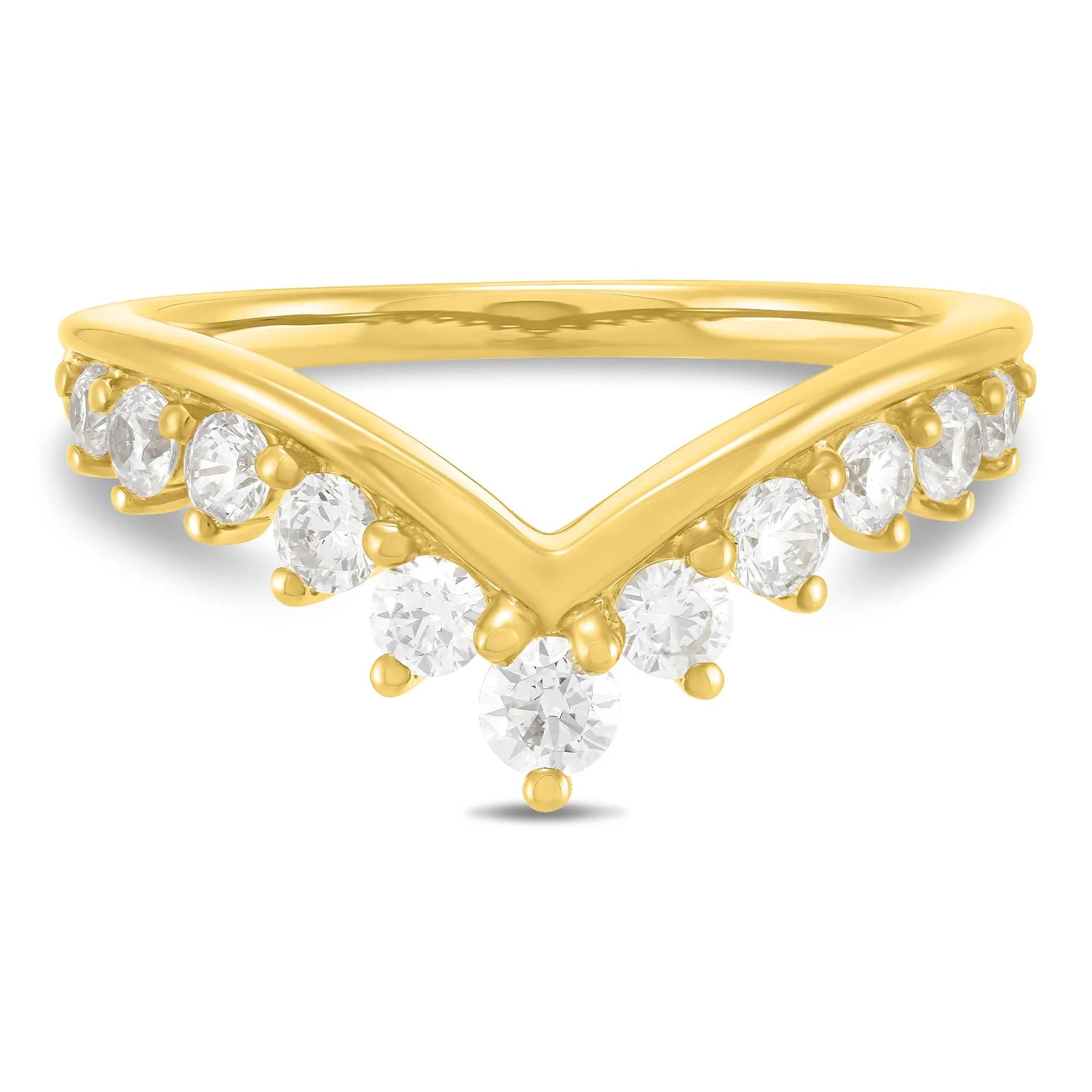 5/8 CT. Tw. Lab Grown Diamond Contour Band Ring 14K Yellow Gold Size 7.5 1mm