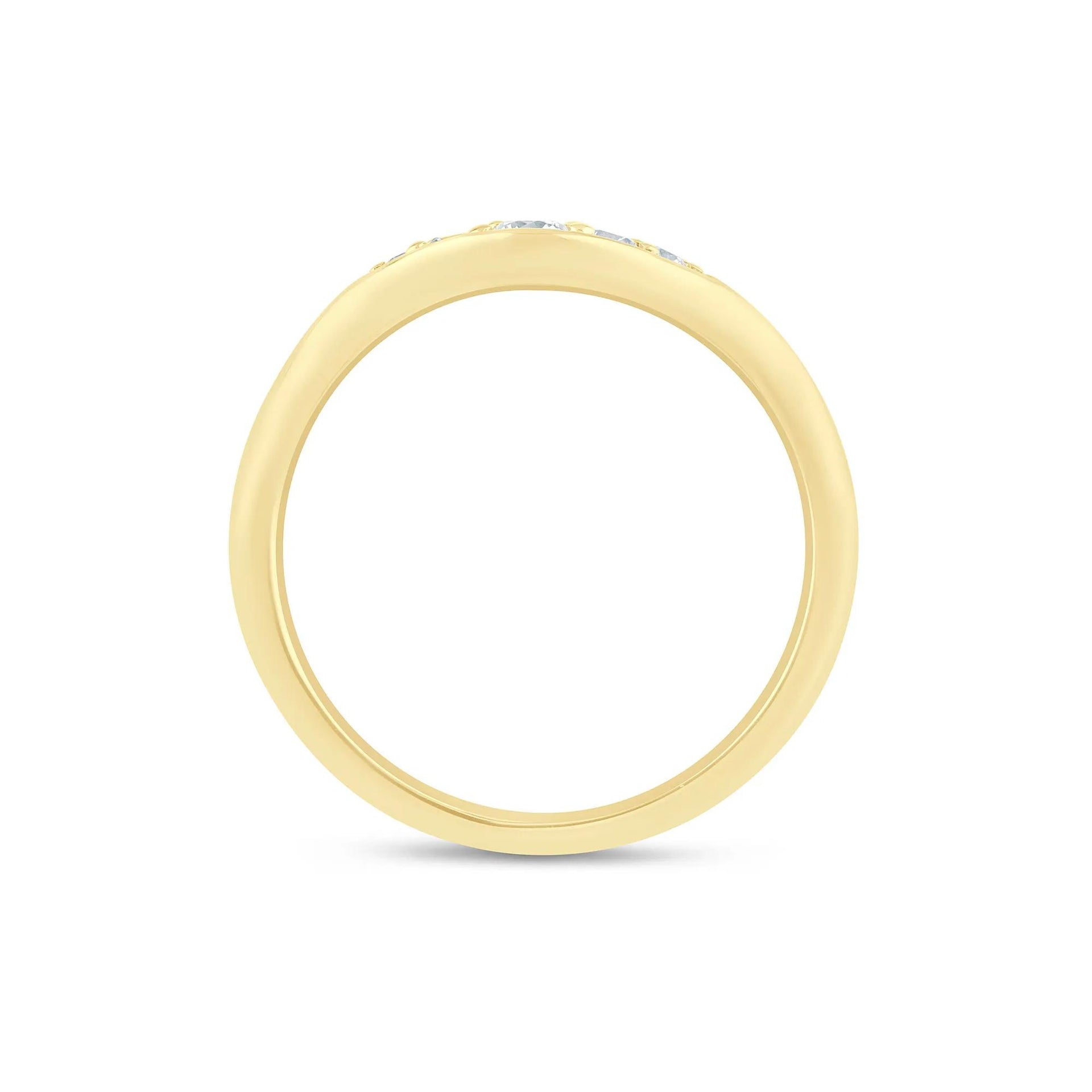 1/5 CT. Tw. Lab Grown Diamond Contour Band Ring 14K Yellow Gold Round Brilliant Cut Size 7.5 1.5mm