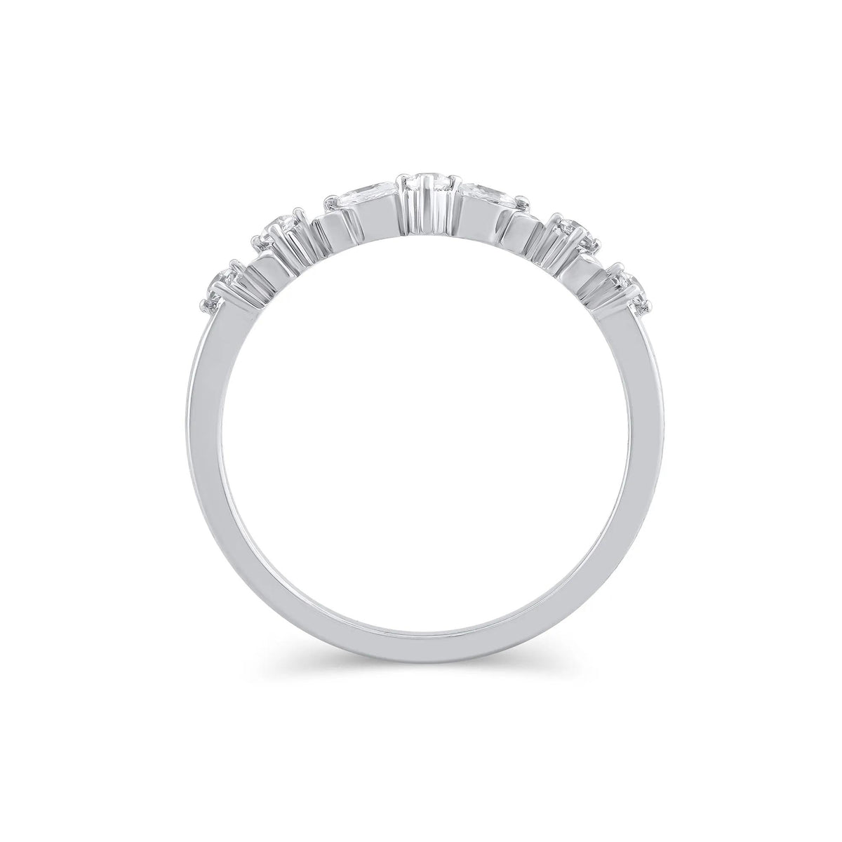 1/7 CT. Tw. Lab Grown Diamond Contour Band Ring 14K White Gold Round Brilliant Cut Size 9 5mm