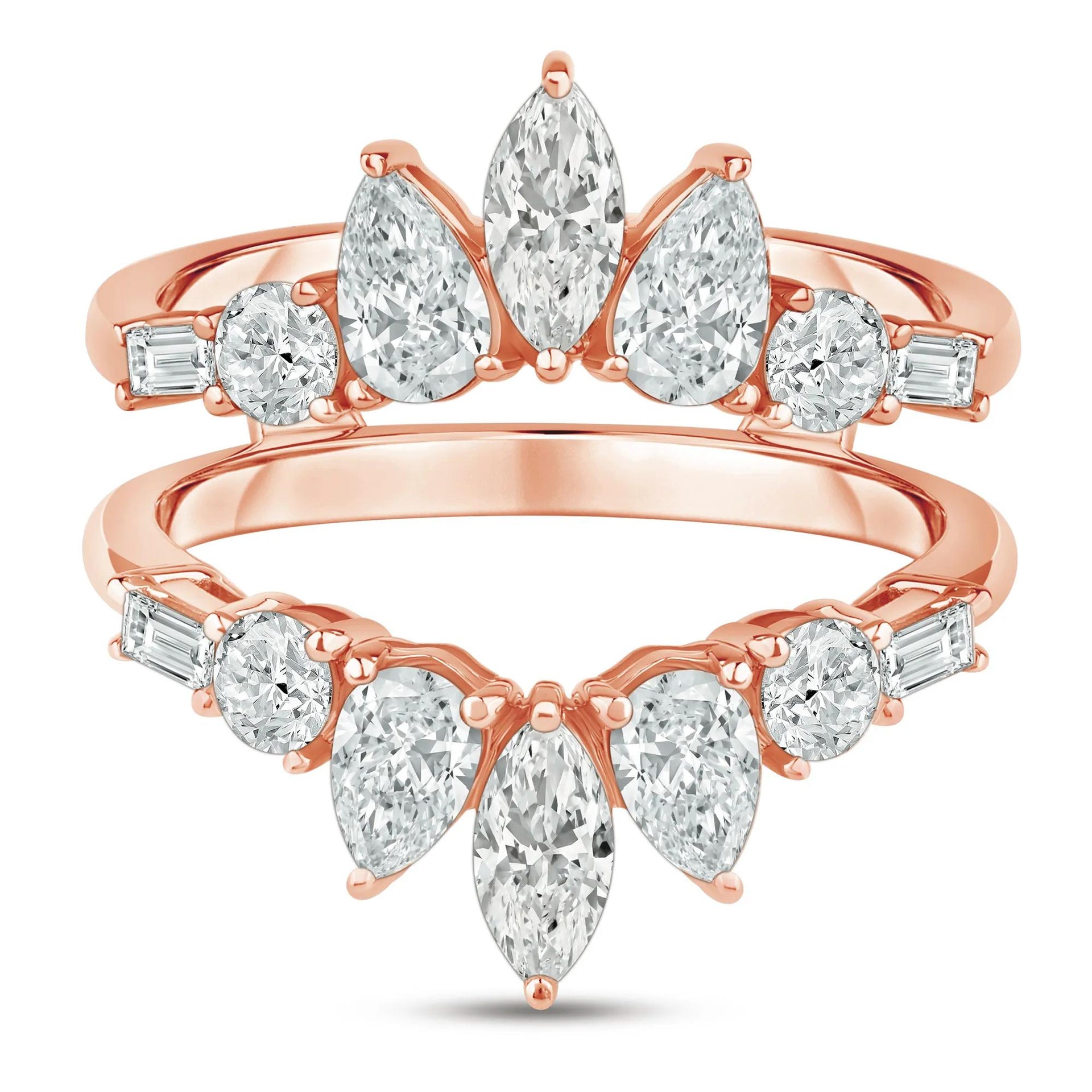 1 3/4 CT. Tw. Lab Grown Diamond Contour Insert 14K Rose Gold Ring Size 6 7mm