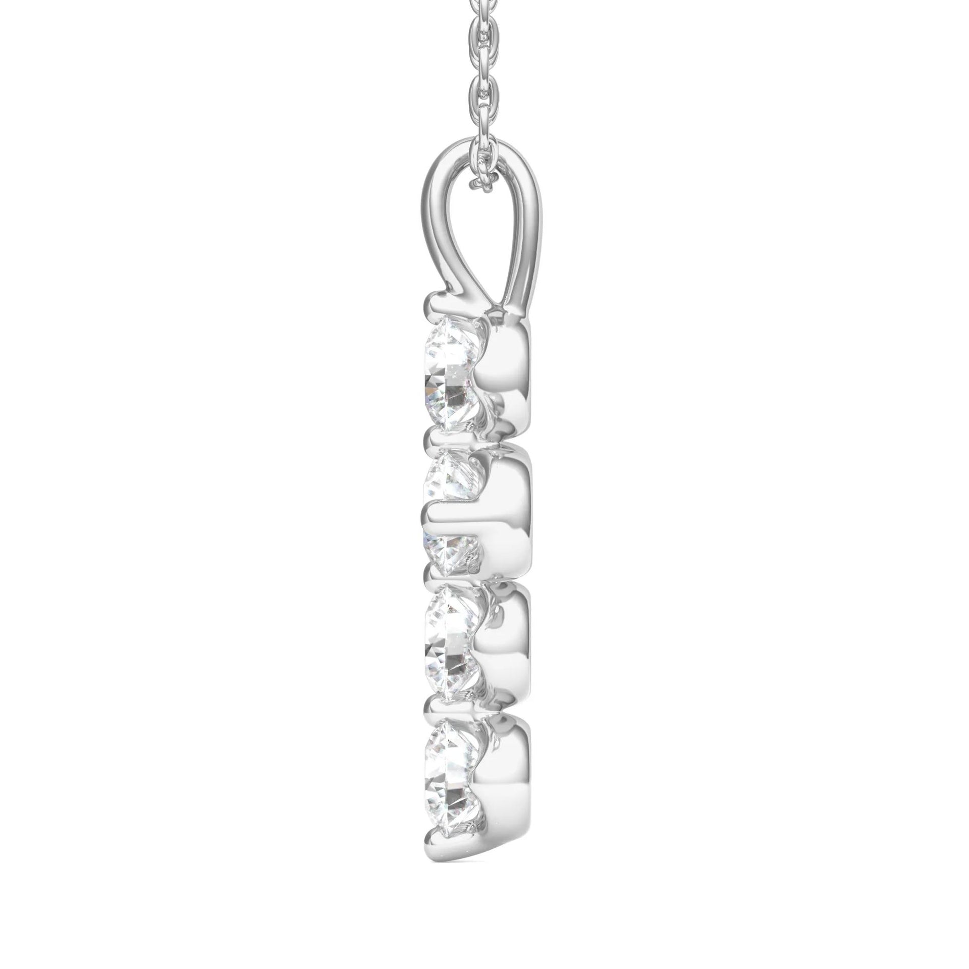 Lab Grown Diamond Cross Pendant Necklace 14K Gold White Size 18"