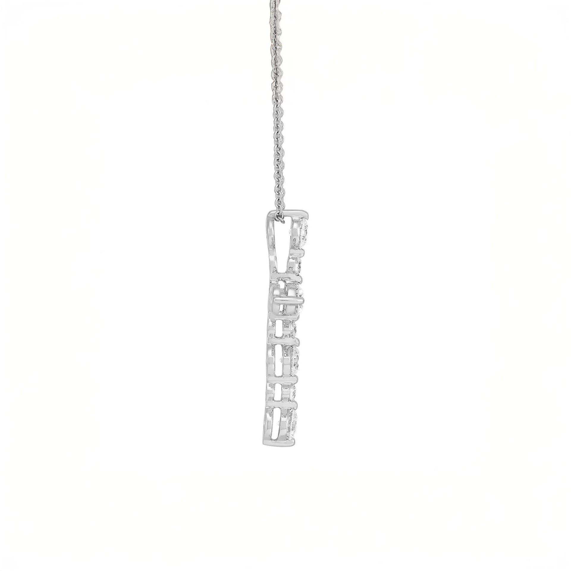 1 CT. Tw. Lab Grown Diamond Cross Pendant Necklace 14K White Gold Size 18"