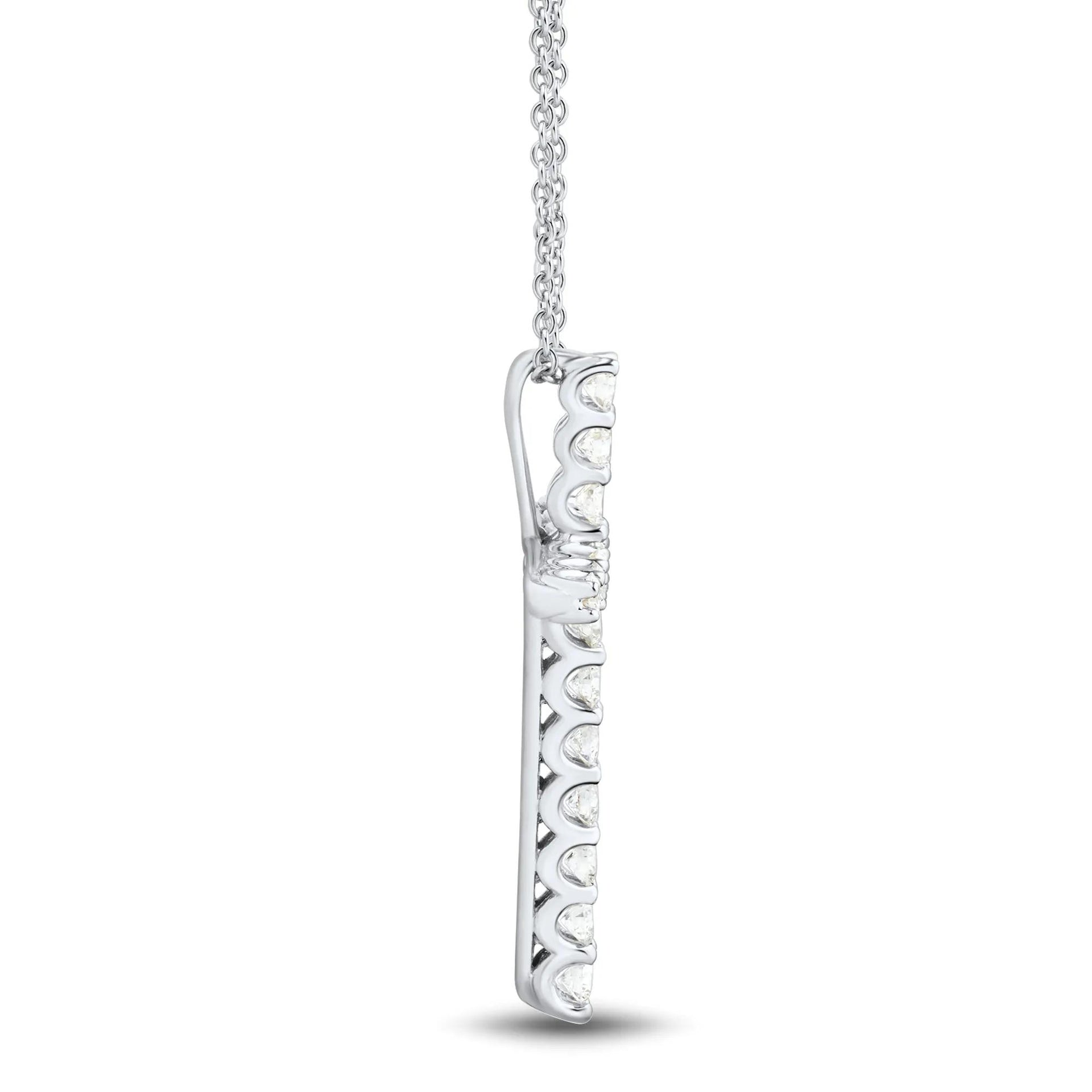 5/8 CT. Tw. Lab Grown Diamond Cross Pendant Necklace 14K White Gold Size 18.00mm