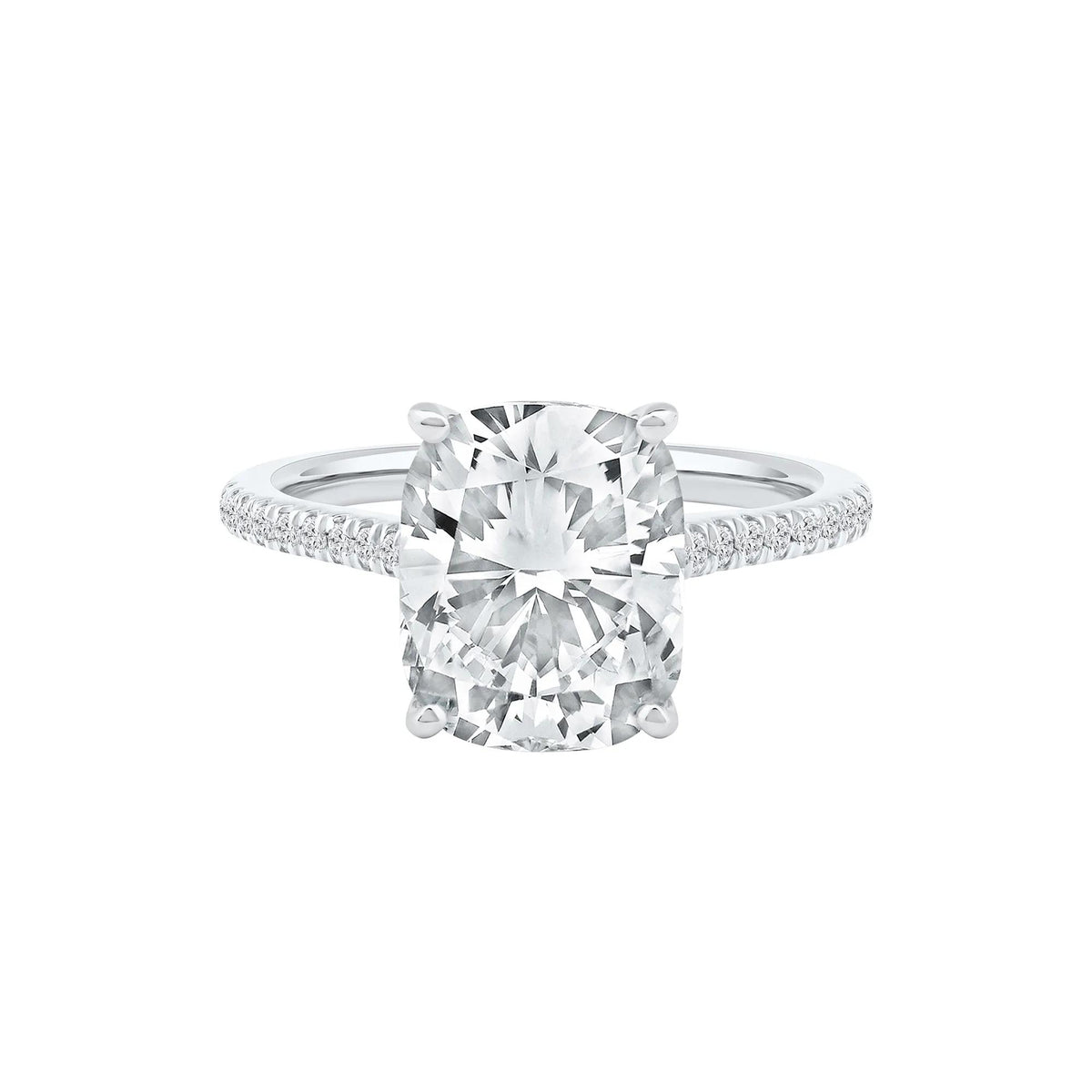 5 1/3 CT. Tw. Lab Grown Diamond Cushion-Cut Engagement Ring 14K White Gold Size 5.5 2mm
