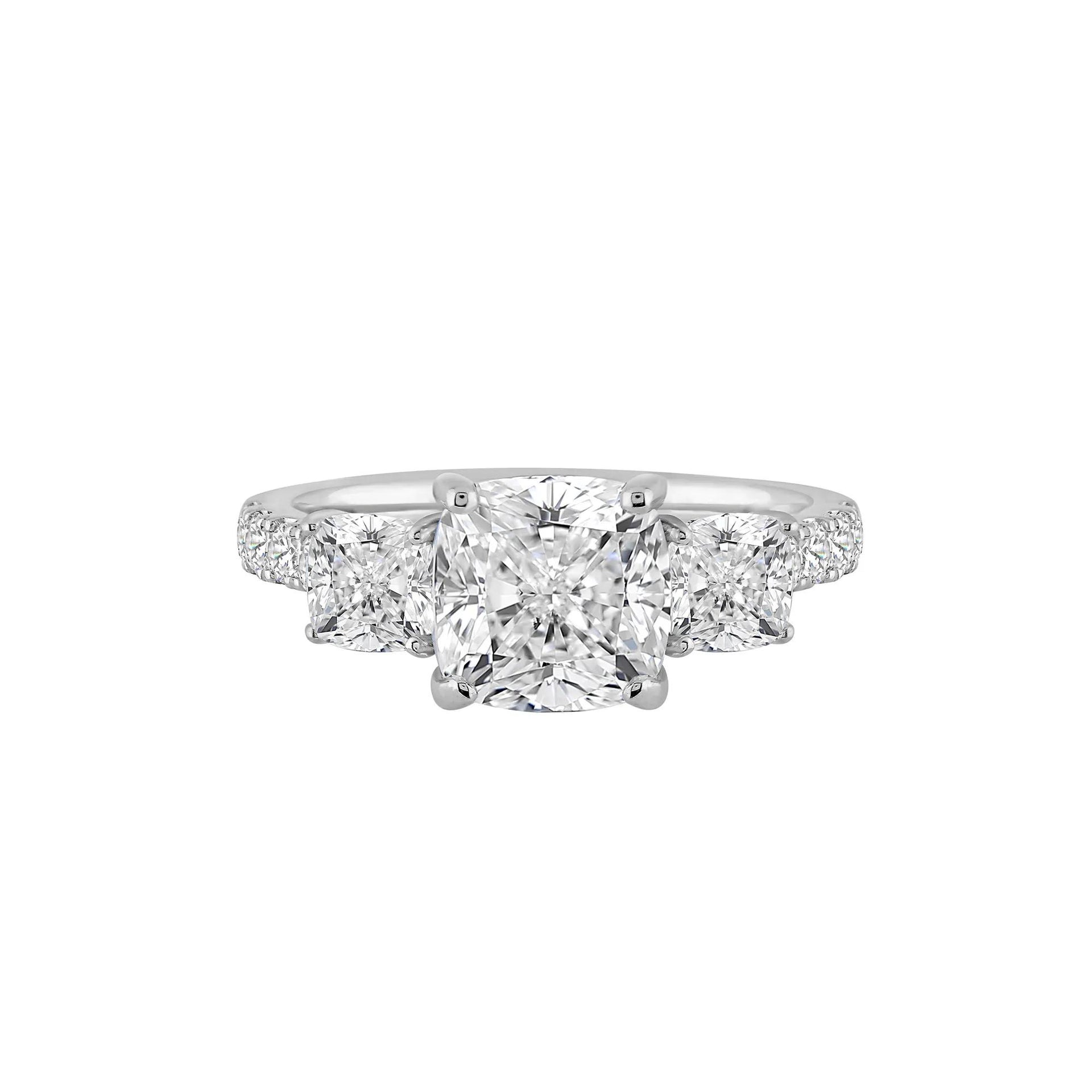 4 CT. Tw. Lab Grown Diamond Cushion-Cut Engagement Ring 14K White Gold Size 7.5 8.5mm