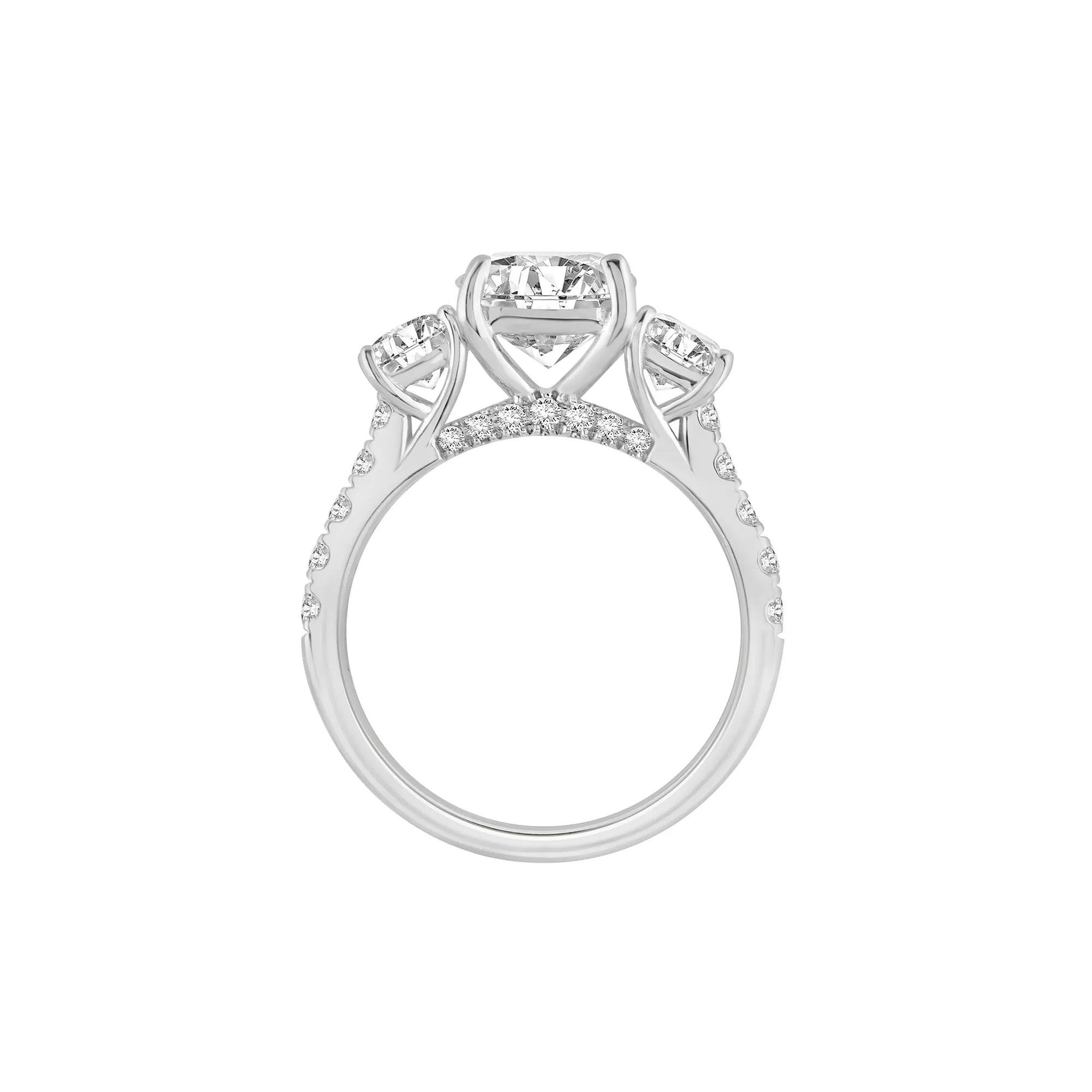 4 CT. Tw. Lab Grown Diamond Cushion-Cut Engagement Ring 14K White Gold Size 7.5 8.5mm