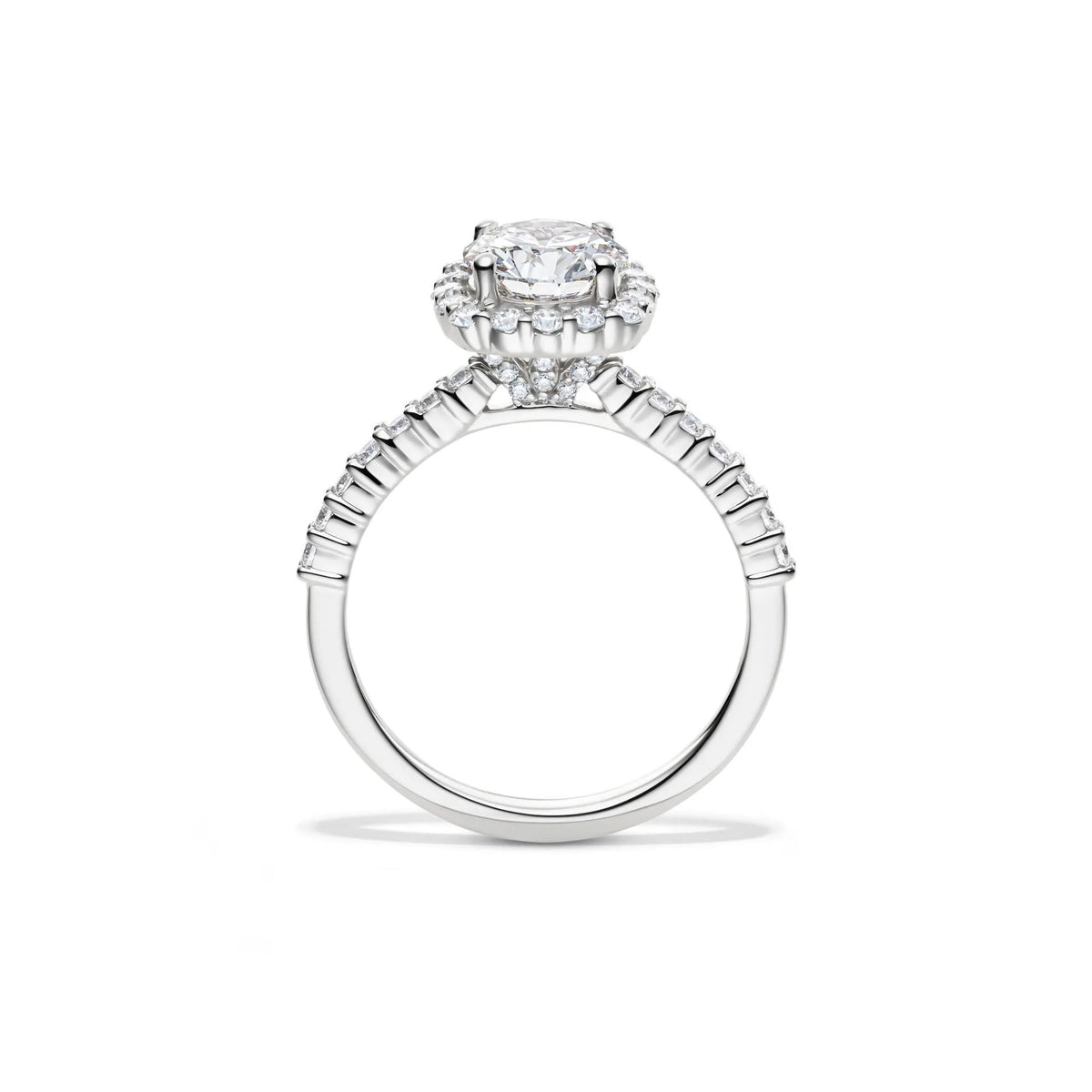 1 3/4 CT. Tw. Lab Grown Diamond Cushion Halo Engagement Ring 14K White Gold Round Brilliant Cut Size 6.5 1mm
