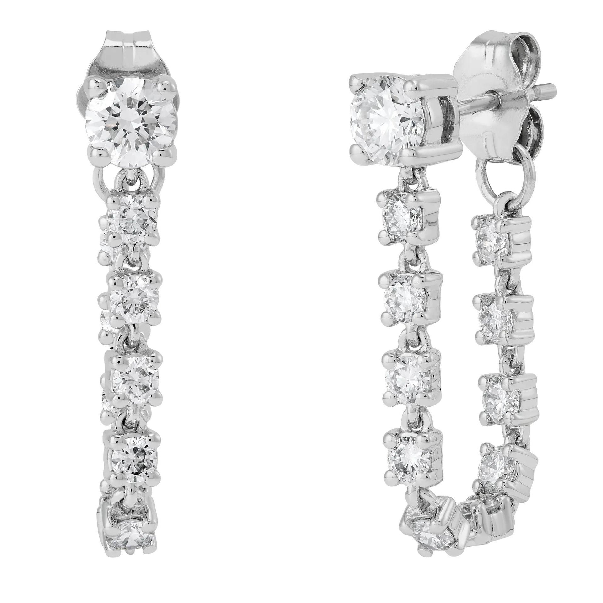 1/4 CT. Tw. Lab Grown Diamond Dangle Chain Earrings 14K White Gold Necklace Size 4.40mm