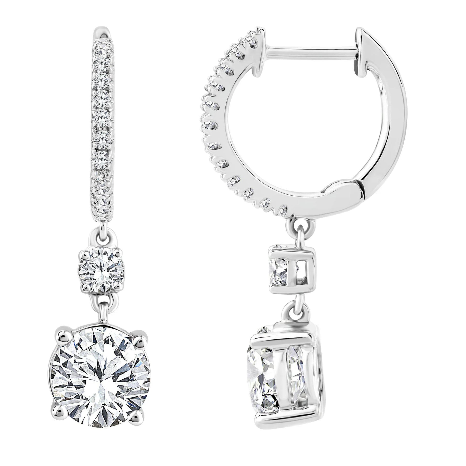 2 1/3 CT. Tw. Lab Grown Diamond Dangle Drop Earrings 10K White Gold Size 4.50mm