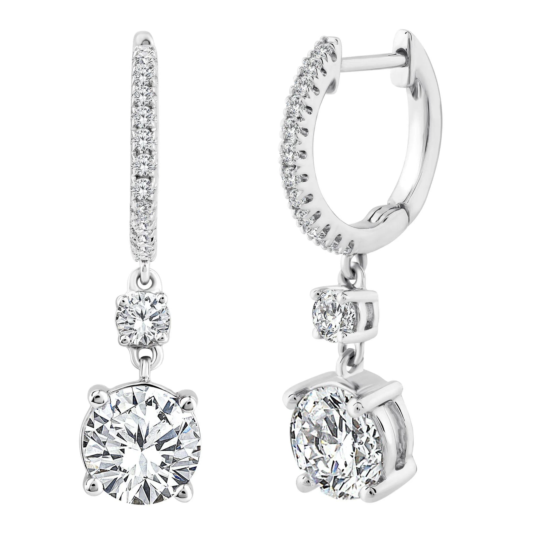 2 1/3 CT. Tw. Lab Grown Diamond Dangle Drop Earrings 10K White Gold Size 4.50mm