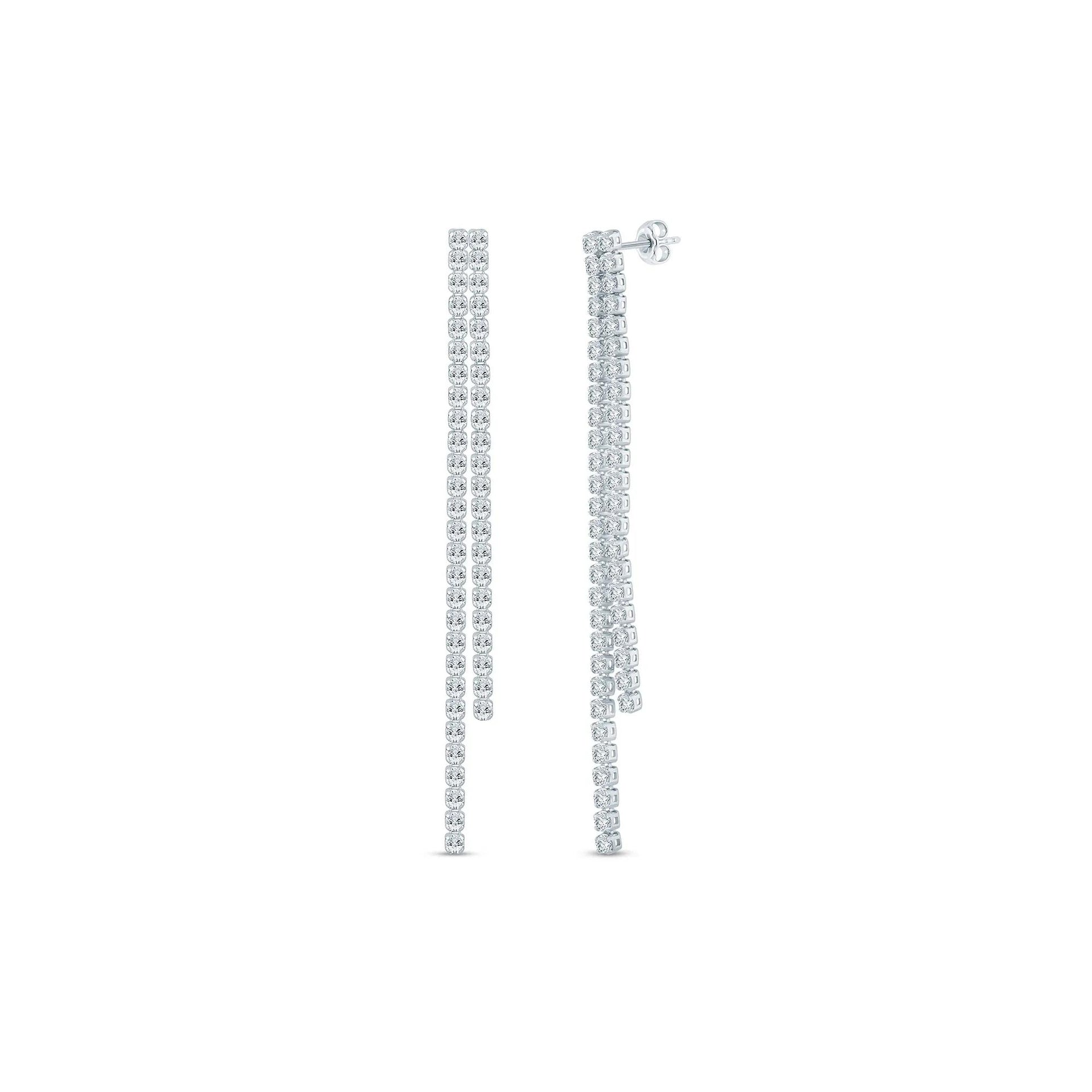 1/2 CT. Tw. Lab Grown Diamond Double Drop Earrings 14K White Gold Size 50.00mm