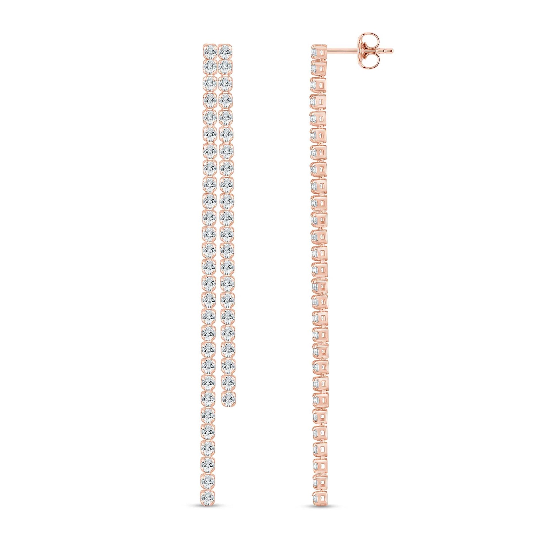 1/2 CT. Tw. Lab Grown Diamond Double Drop Earrings 14K Rose Gold Size 50.00mm