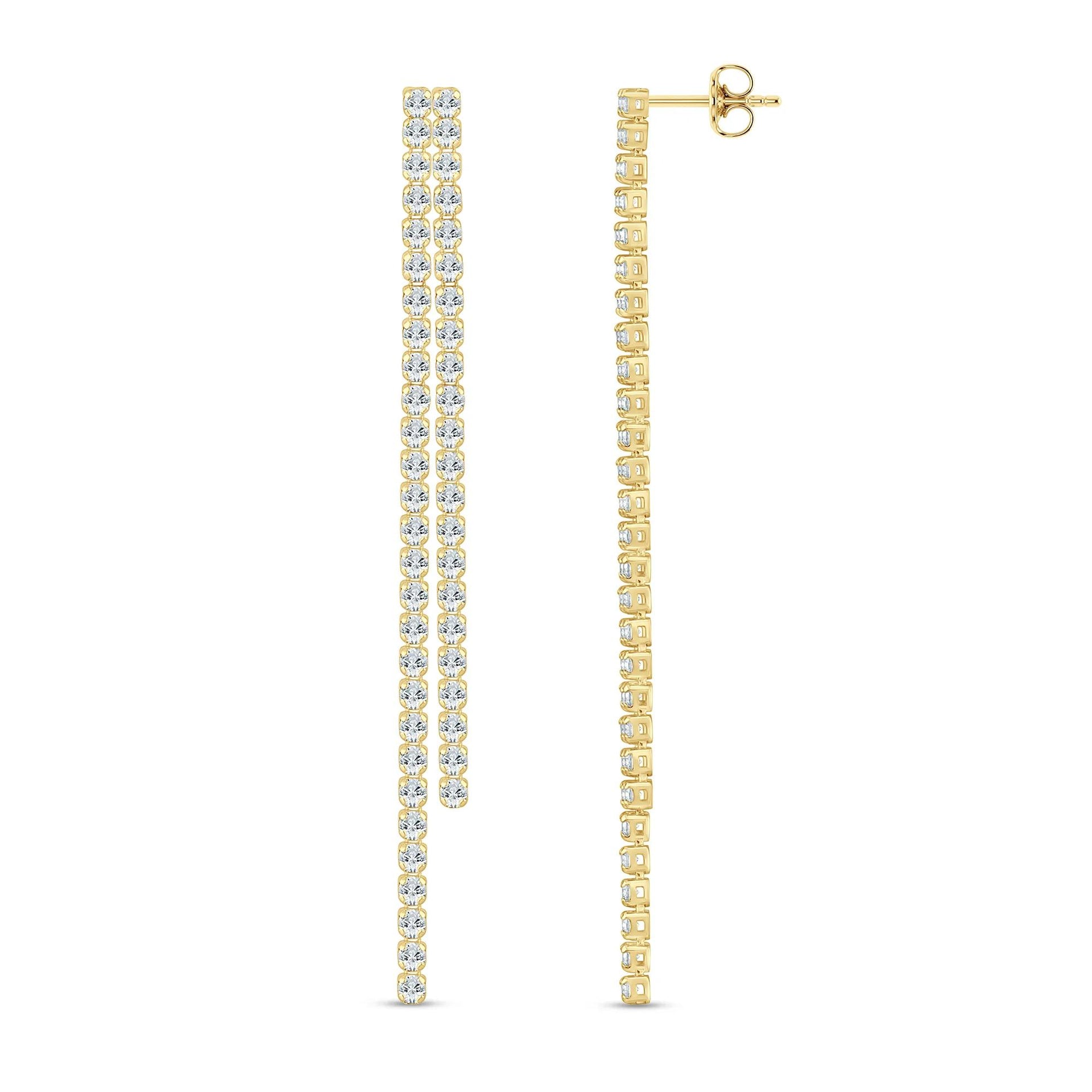 1/2 CT. Tw. Lab Grown Diamond Double Drop Earrings 14K Yellow Gold Size 50.00mm