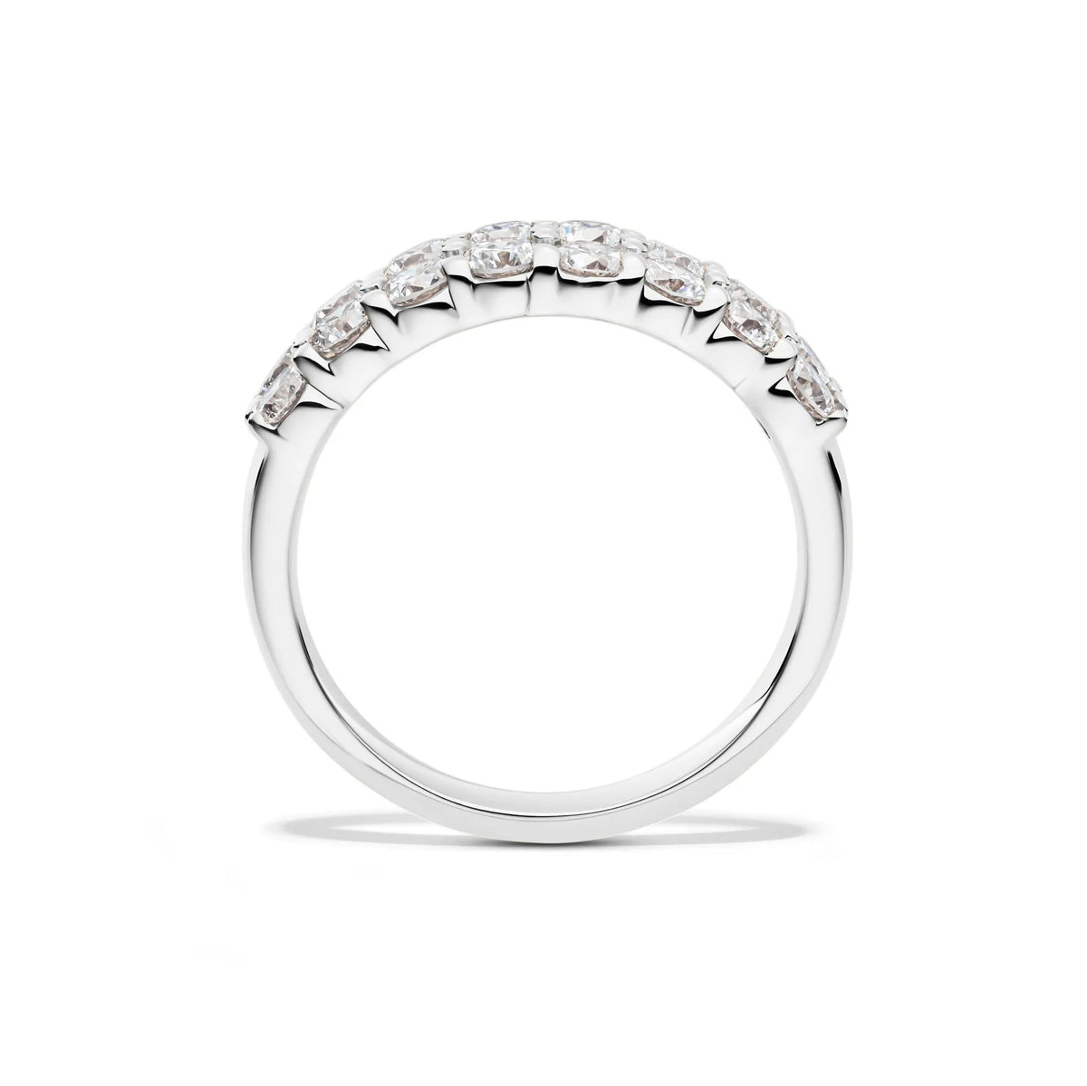 Lab Grown Diamond Double Row Anniversary Band Ring 10K White Gold (1 ½ CT. Tw.) Round Brilliant Cut Size 7.5 2mm