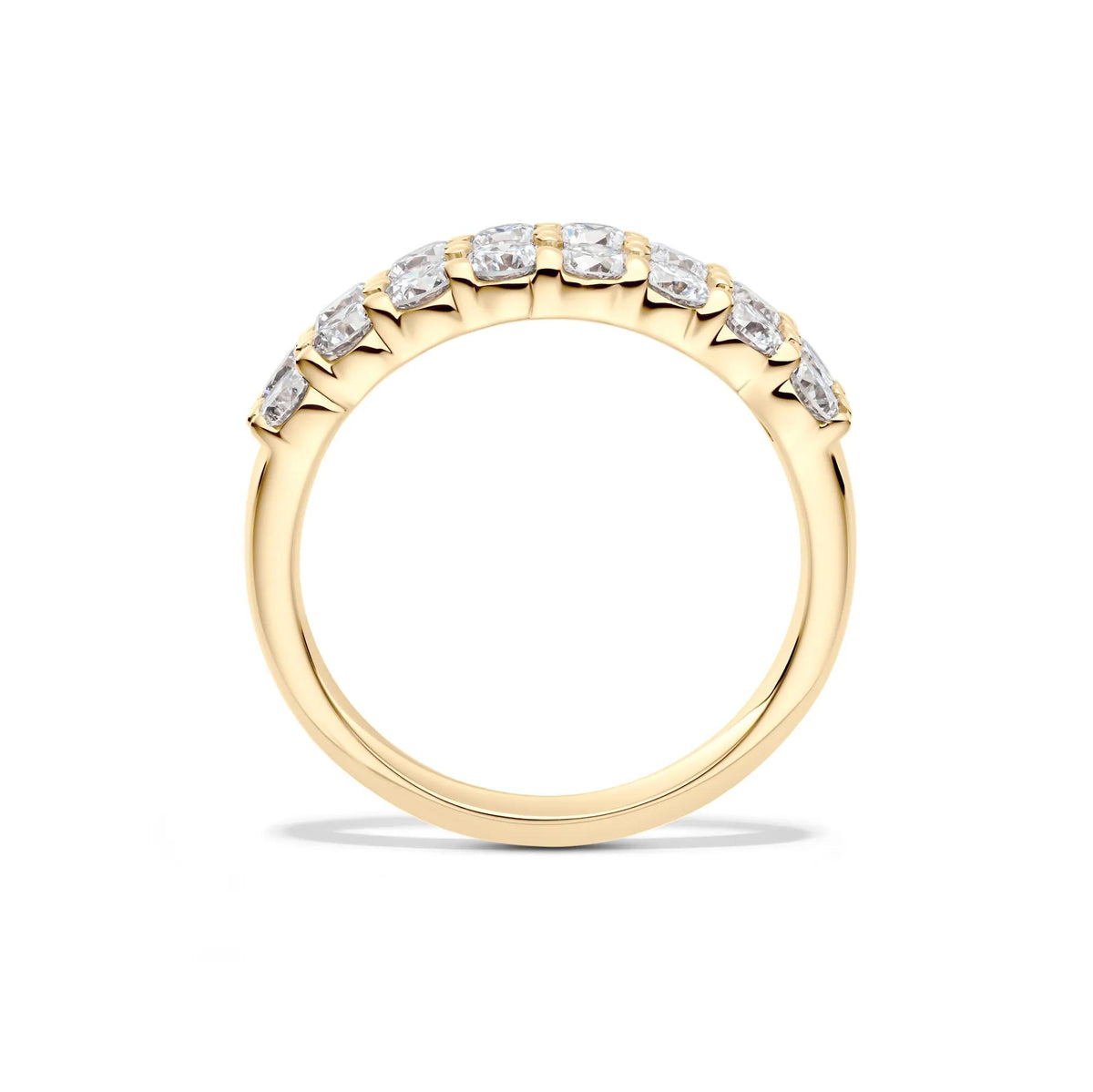 1/2 CT. Tw. Lab Grown Diamond Double Row Anniversary Band Ring 10K Yellow Gold Size 7 2mm