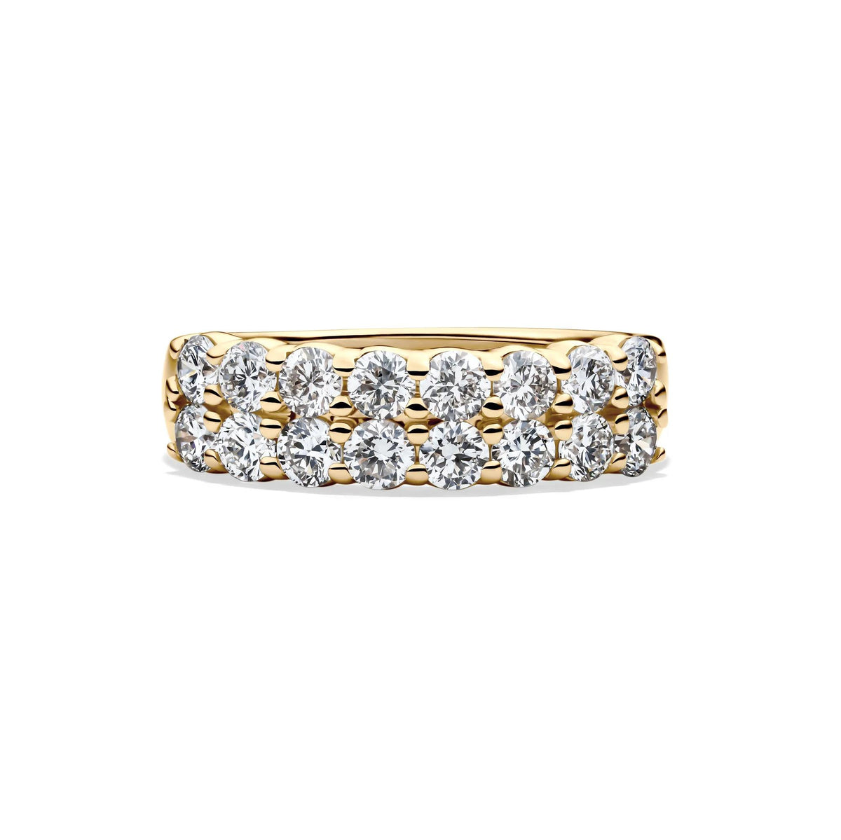 1/2 CT. Tw. Lab Grown Diamond Double Row Anniversary Band Ring 10K Yellow Gold Size 7 2mm