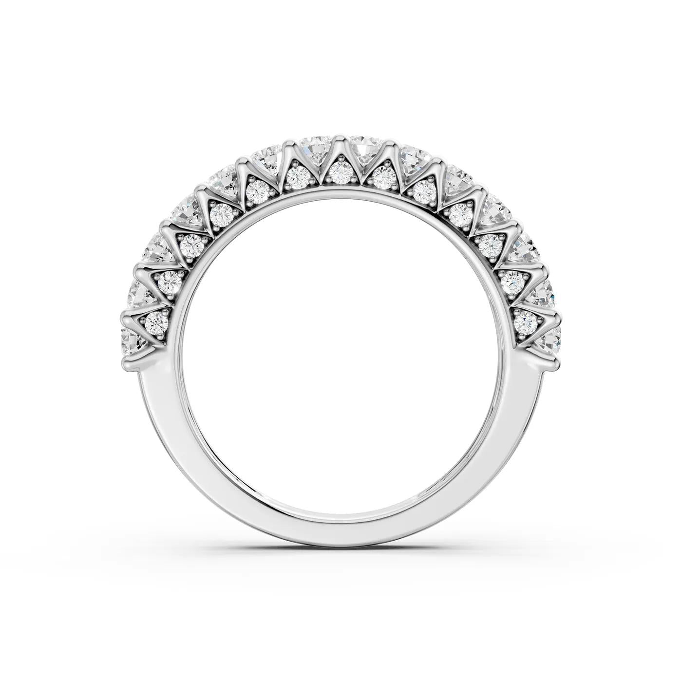 2 CT. Tw. Lab Grown Diamond Double Row Anniversary Band Ring 10K White Gold Size 8 2mm