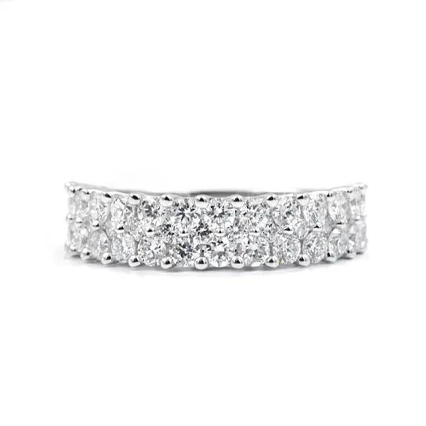 2 CT. Tw. Lab Grown Diamond Double Row Anniversary Band Ring 10K White Gold Size 8 2mm