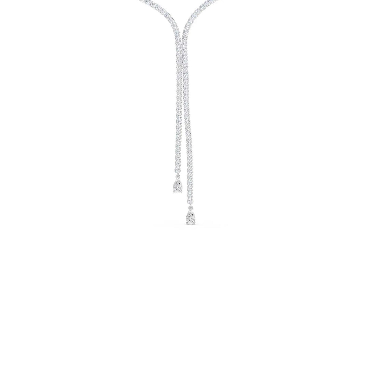 4 CT. Tw. Lab Grown Diamond Double-Row Lariat Necklace 14K White Gold Size 17"